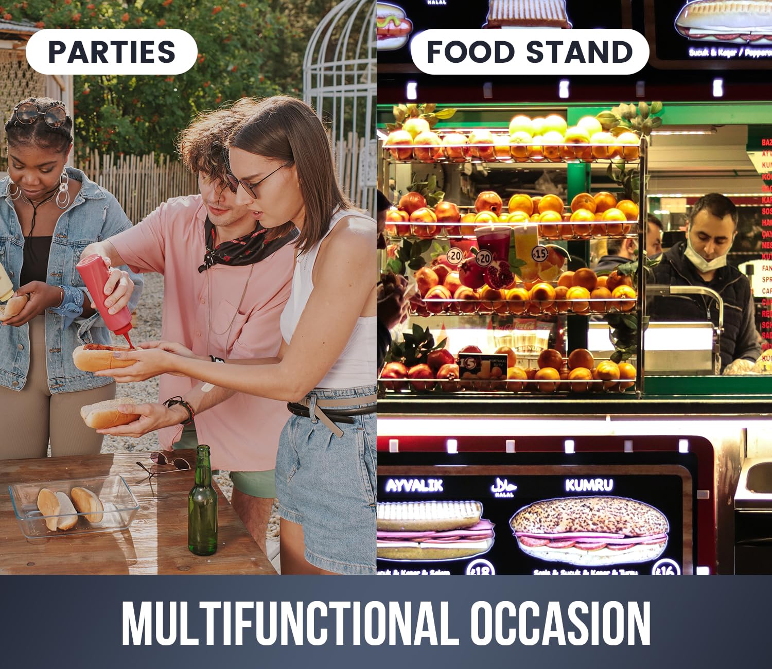 Commercial SYBO Hot Dog Roller Machine - 30 Hot Dogs Capacity, 11 Rollers with Removable Stainless Steel Drip Tray & Glass Hood Cover, 1430W - Perfect for Restaurants, Food Trucks, Parties & Events