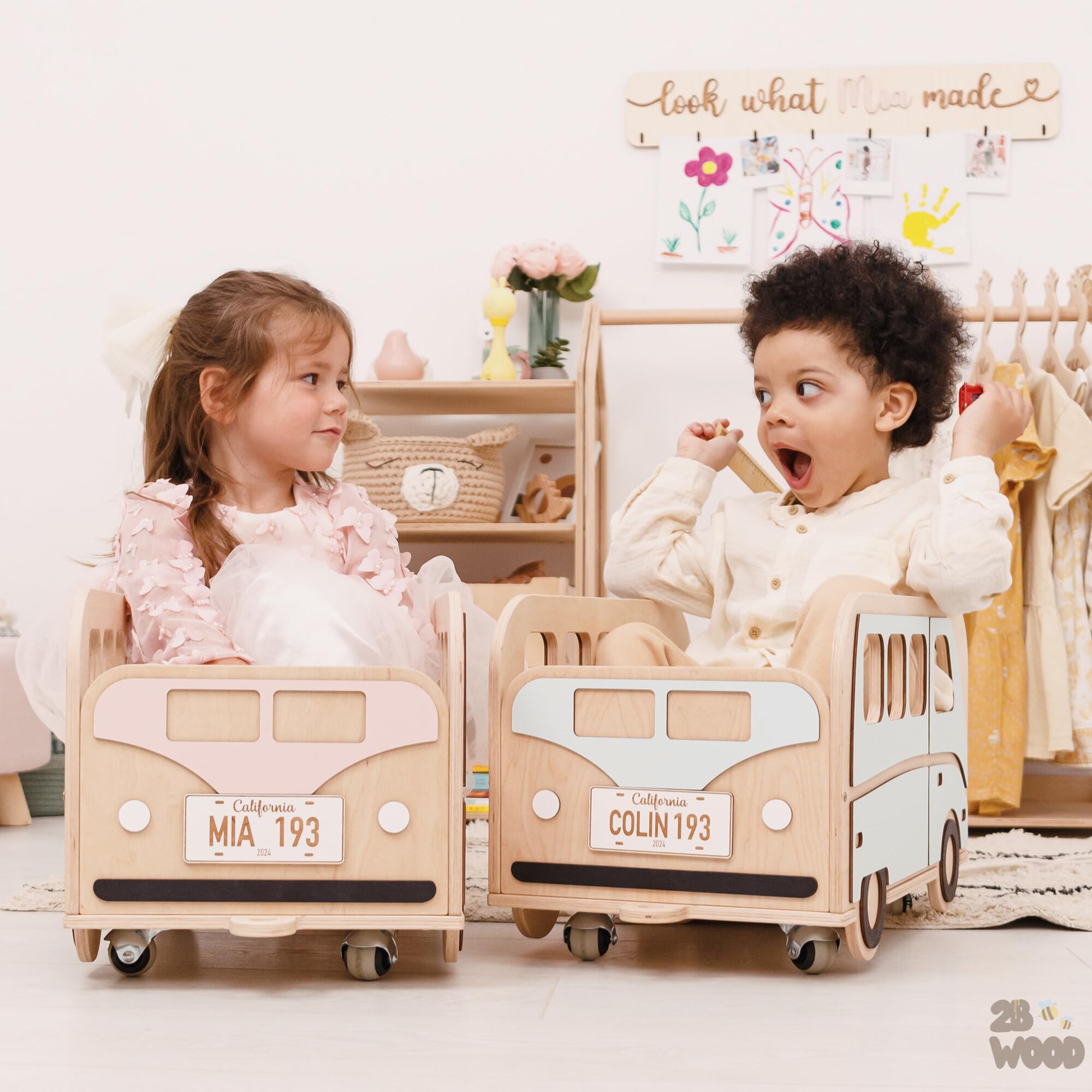 Personalized Wooden Toy Box with Wheels - Kids Toy Storage Organizer for Boys & Girls - Nursery & Playroom Furniture - Baby Room Decor & Book Storage - Perfect Birthday & Christmas Gift for Toddlers (Ideal for Playrooms, Bedrooms & Daycare Centers)