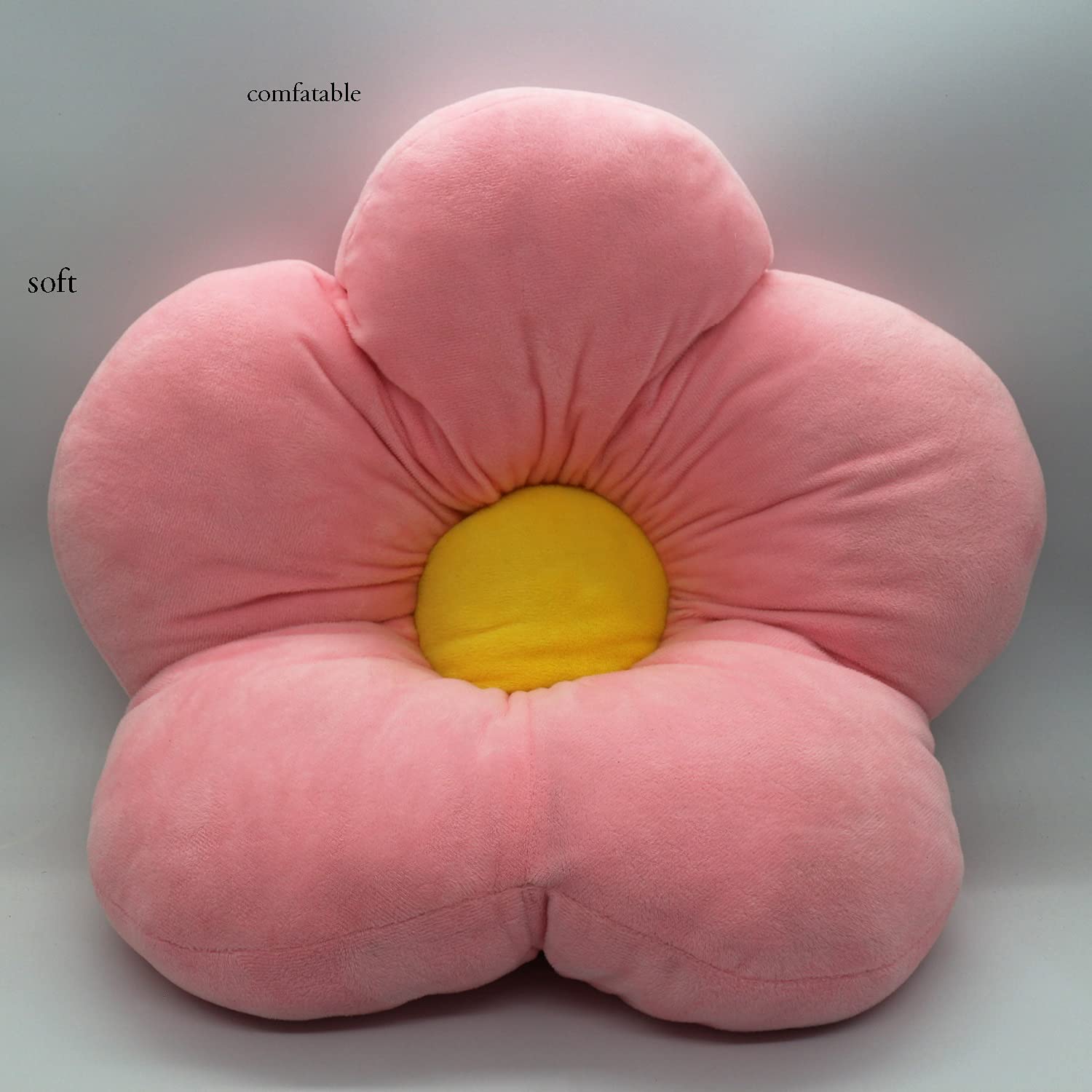 Soft Plush Flower Floor Pillow 19.6 Inch - Cute Comfy Cushion for Girls & Kids, Pink Decorative Throw Pillow for Bedroom, Reading Nook, Sofa & Lounge Areas - Perfect for Relaxing, Napping & Cozy Home Decor