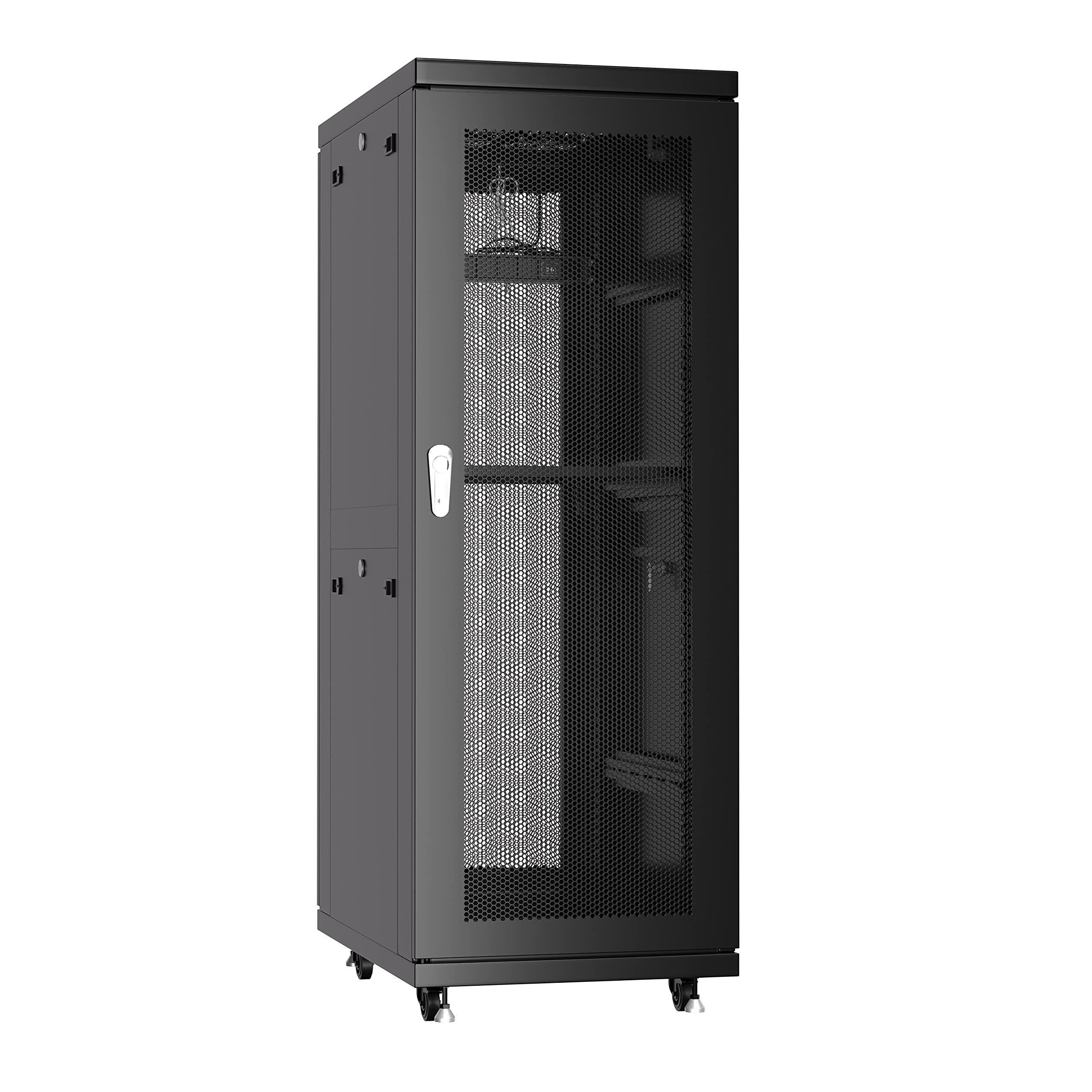 Sysracks 42U Server Rack Cabinet with Locking Doors - Heavy Duty Network Rack for Data Center, Office & Home Use - Includes Caster Levelers, Cooling Fan, Thermostat & PDU - Ideal for Server, AV & Networking Equipment Mounting
