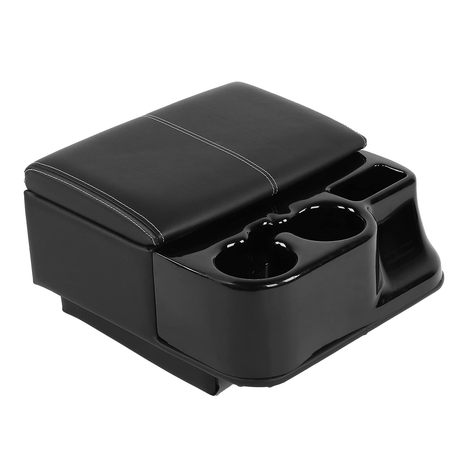 Black Fire Retardant Car Armrest Storage Box with Dual Cup Holders & Cigarette Case Stand - Premium Microfiber Leather Rest Pad for Toyota HIACE 200 Series (2005-2014) | Perfect for Road Trips, Commuting & Long Drives
