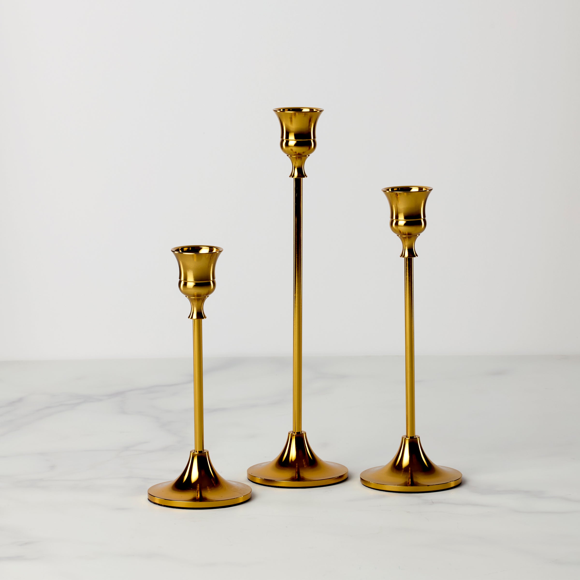 Classic 3-Piece Gold Candle Holder Set - Elegant Home Decor for Dining Table, Wedding Centerpieces & Holiday Decorations