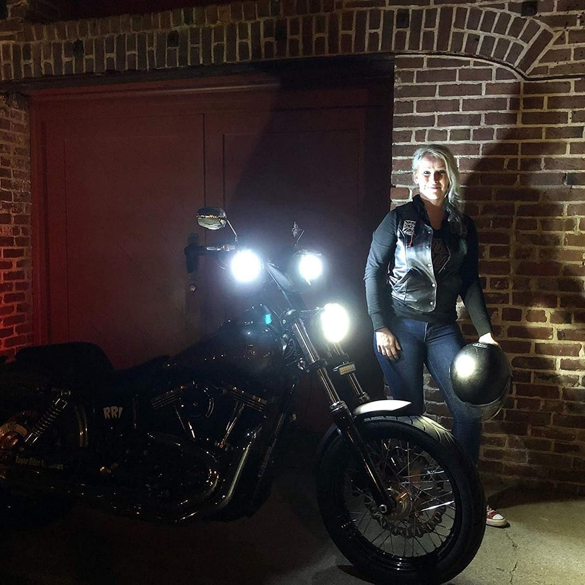 Rogue Rider Industries Sigz Black Label Front LED Turn Signals with White Running Lights (1157) - Compatible with Harley Davidson Sportster, Street Glide, Road King, Softail, Electra, Heritage, Dyna - Enhanced Visibility for Night Riding & Safety