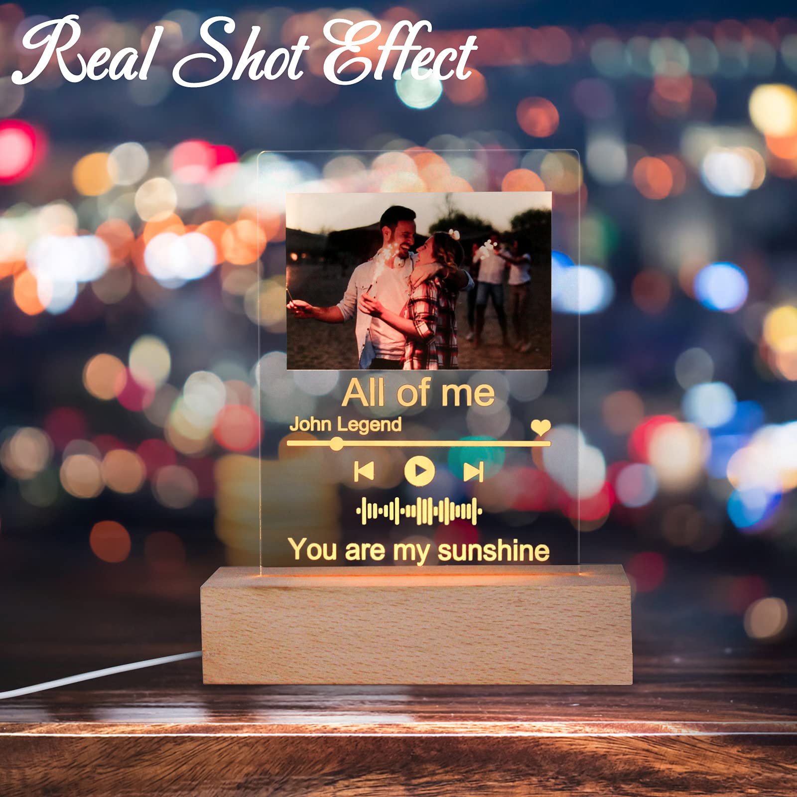 Personalized LED Night Light with Custom Music Photo Album - Acrylic Glass Art Lamp for Mother's Day, Birthday, Wedding Anniversary - Perfect for Bedroom Decor, Nursery, Romantic Gifts & Home Ambiance