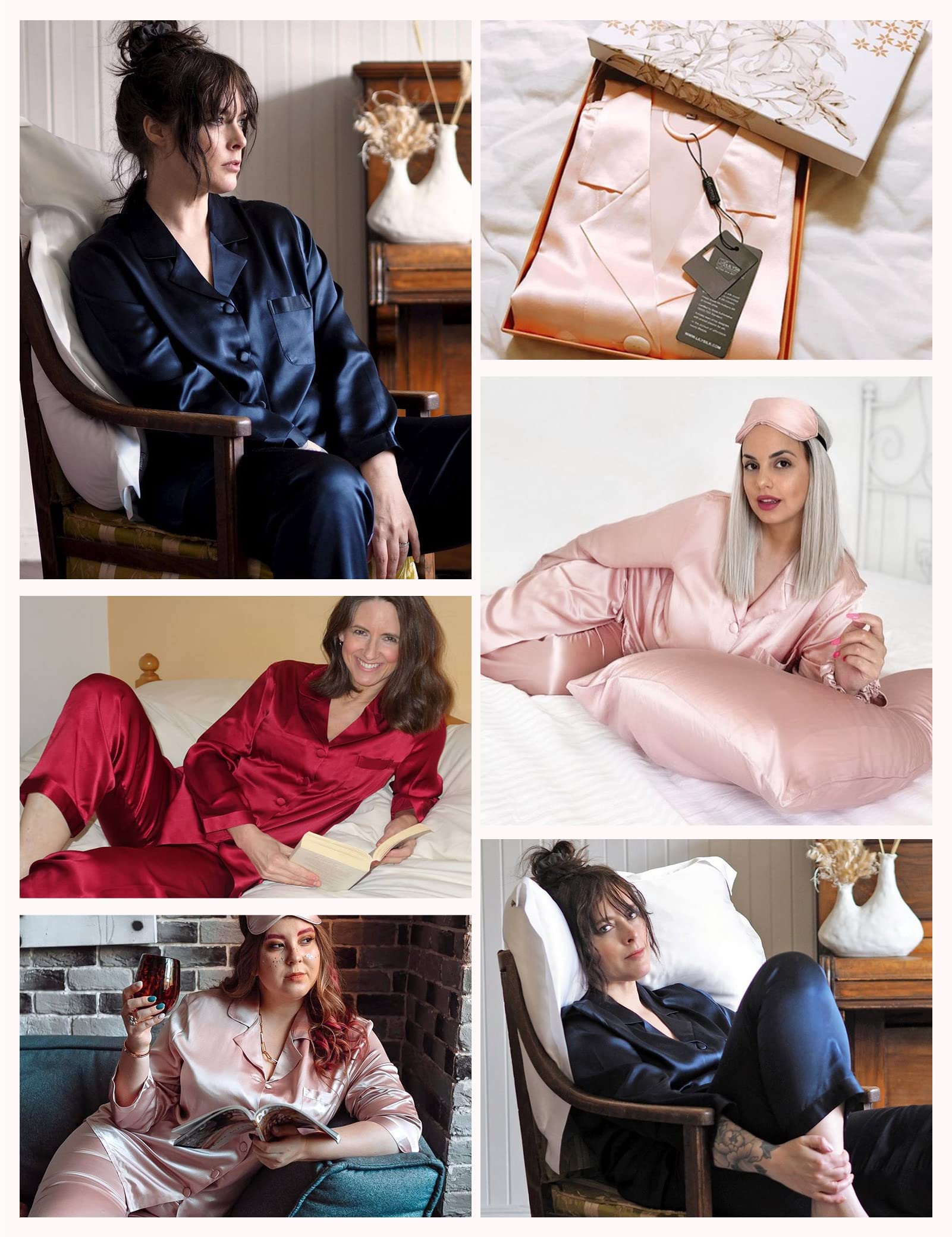 Luxury 100% Mulberry Silk Pajamas for Women - 22 Momme Pure Long Sleeve Full Length Silk Nightwear | Soft & Breathable Sleepwear for Comfortable Nights, Perfect Gift for Mother's Day & Anniversary