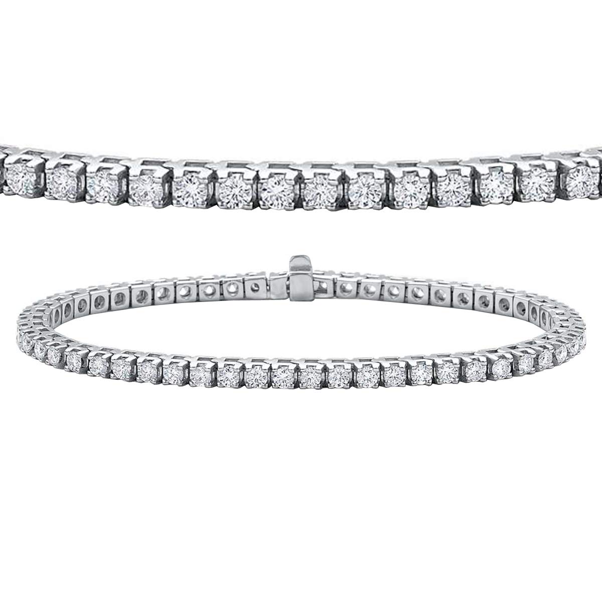 IGI Certified Round Lab Grown White Diamond Tennis Bracelet for Women - 14K Solid White Gold | Elegant Jewelry Gift for Anniversary, Wedding & Special Occasions
