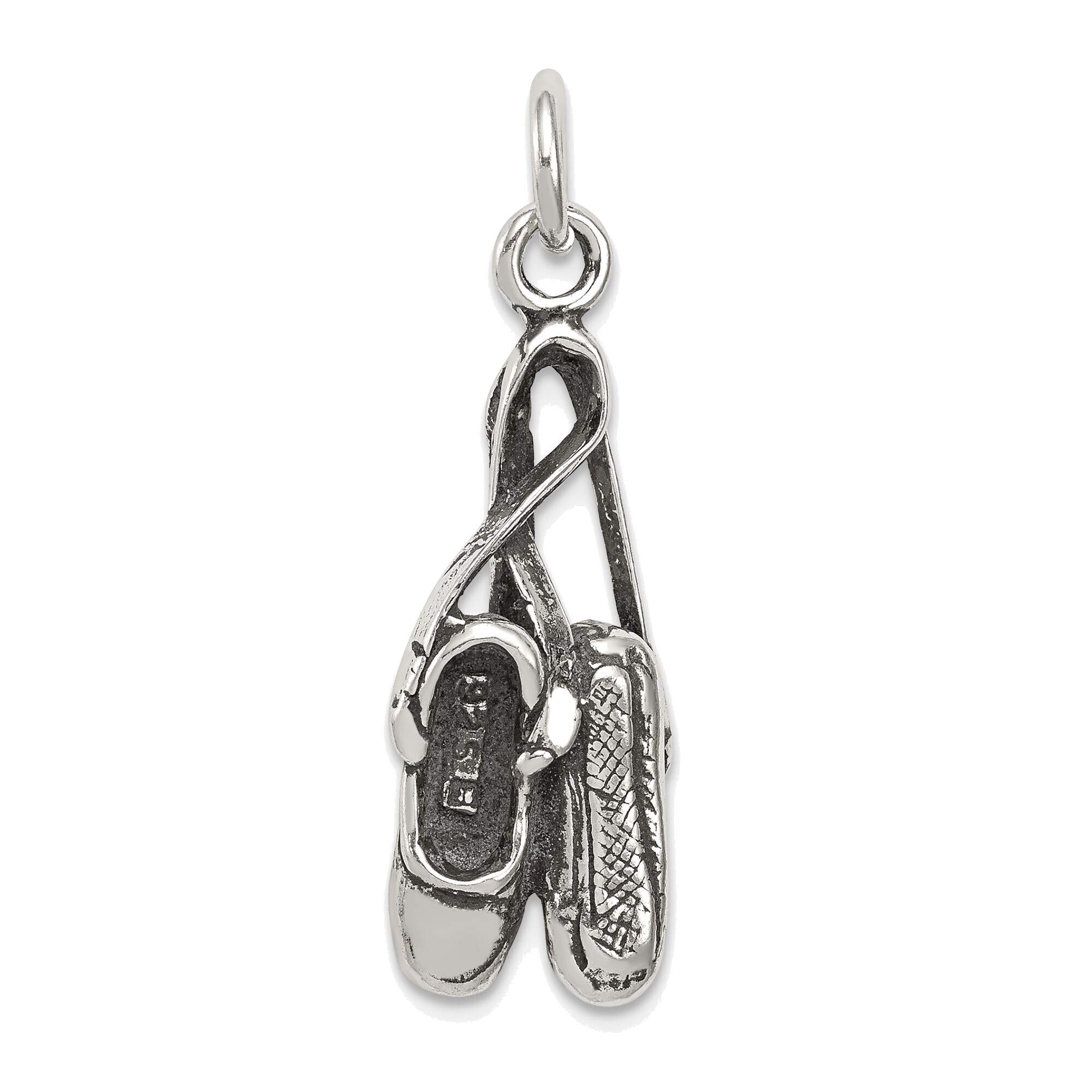 Sterling Silver Ballet Shoes Charm - Elegant Jewelry for Dancers & Gifts