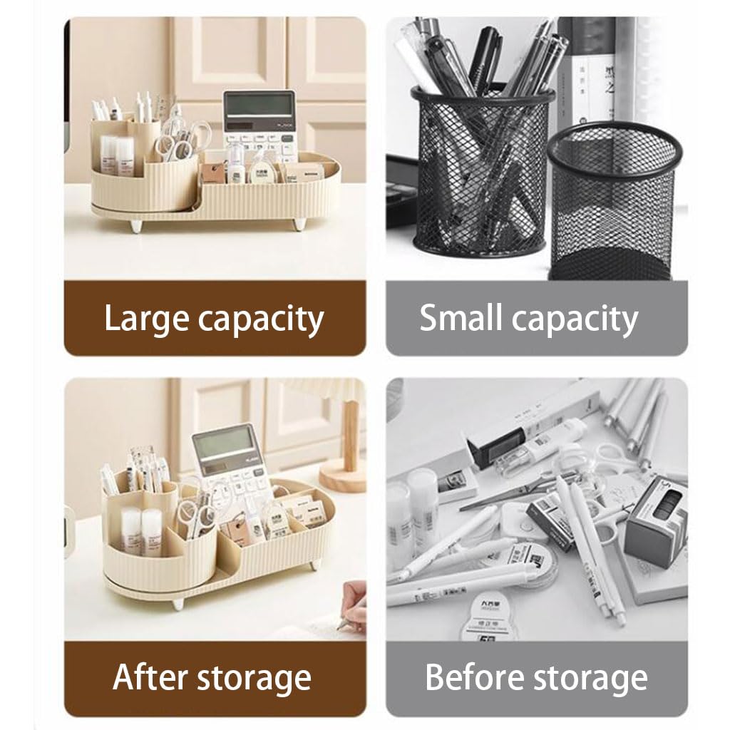 Stylish Large Capacity Rotatable Plastic Pen Holder - Office & Home Desktop Organizer for Stationery Storage | Perfect for Desk, Study & Workspace Organization