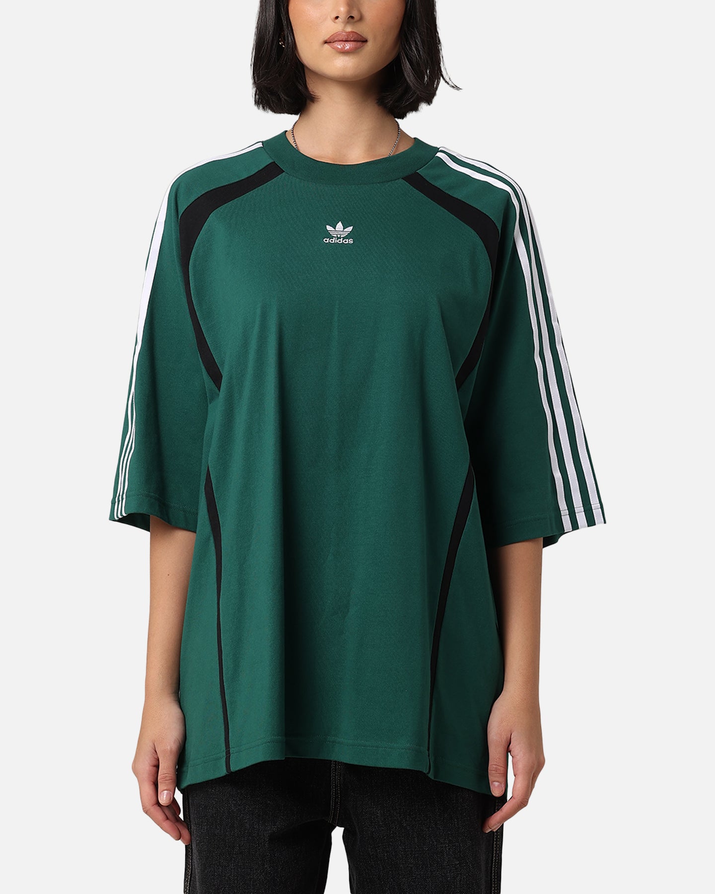 Adidas Oversized T-Shirt for Men & Women | Comfortable Cotton Crewneck Tee | Collegiate Green | Casual Streetwear & Loungewear for Everyday Wear
