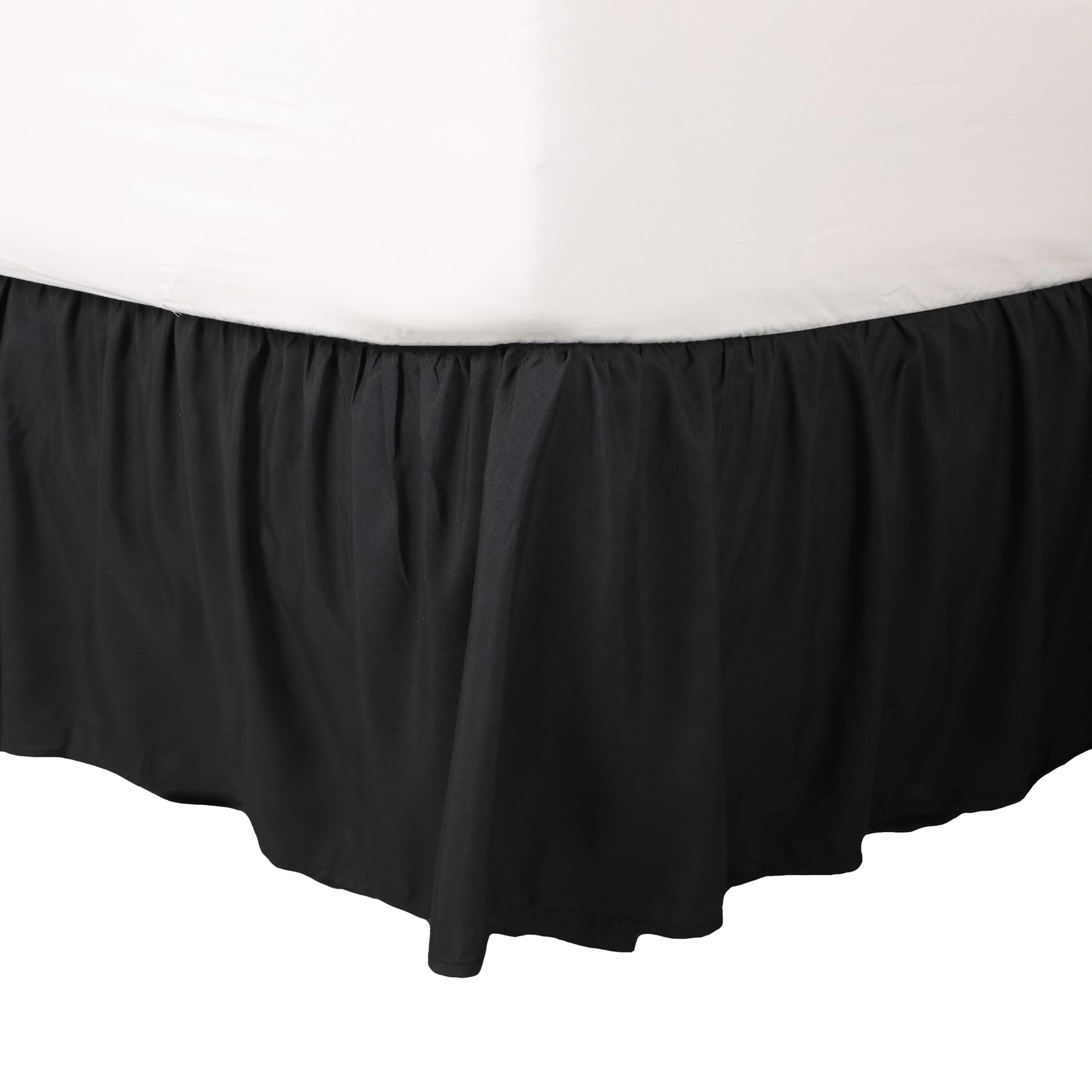 Martex King Ruffle Bed Skirt - Premium Microfiber 15 Inch Drop Bedskirt with Easy Fit, Hotel Quality Black Bed Skirt for Luxurious Bedroom Decor & Guest Room Styling