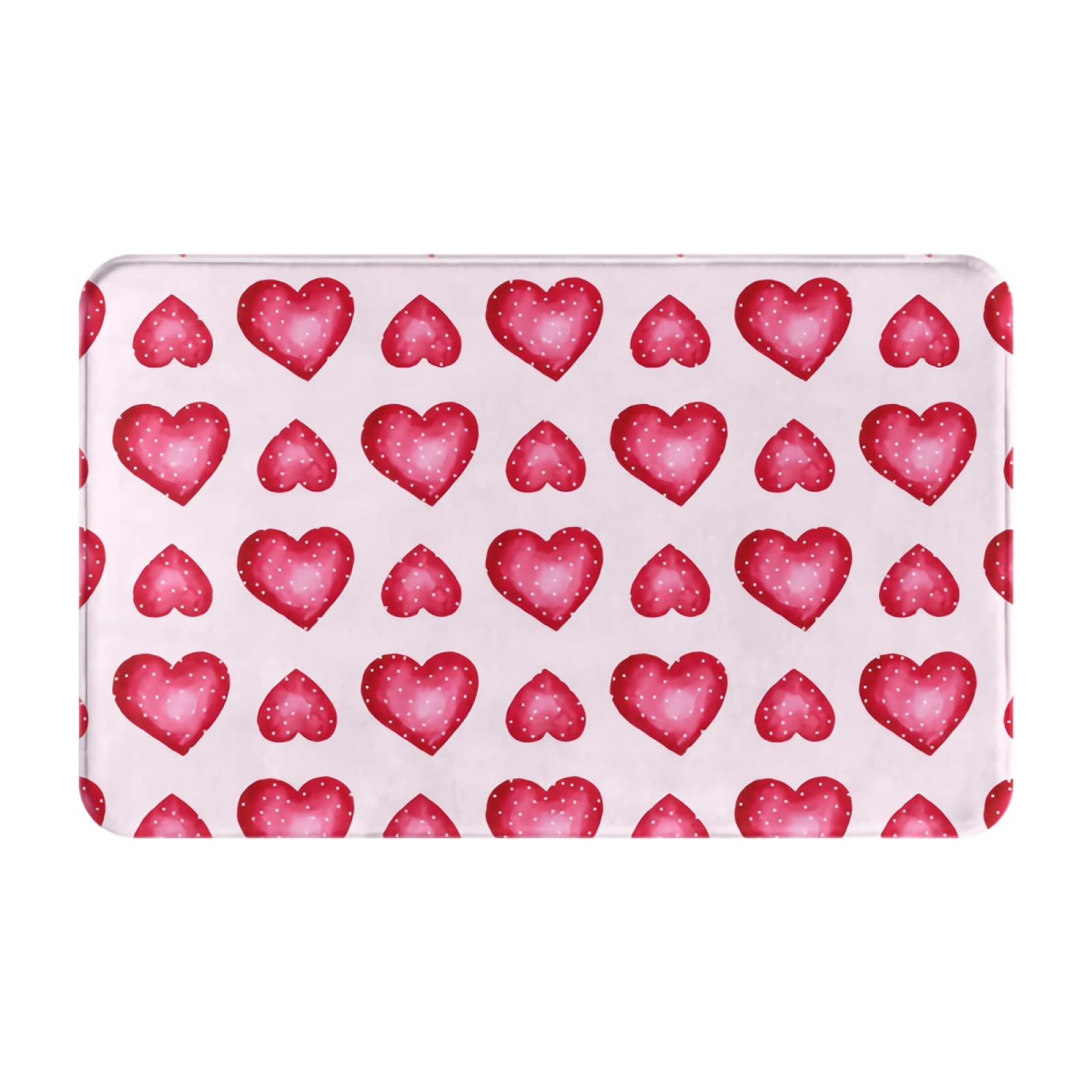 Non-Slip Watercolor Red Heart Doormat - Funny Indoor Rubber Front Door Mat with Backing, Large Size for Home Entryway & Living Room Decor