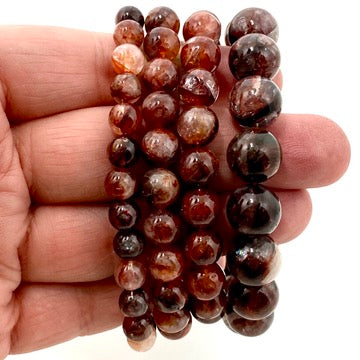 Natural Red Hematoid Fire Quartz Bracelet for Women - Healing Crystal Energy Jewelry for Meditation, Chakra Balancing & Spiritual Protection