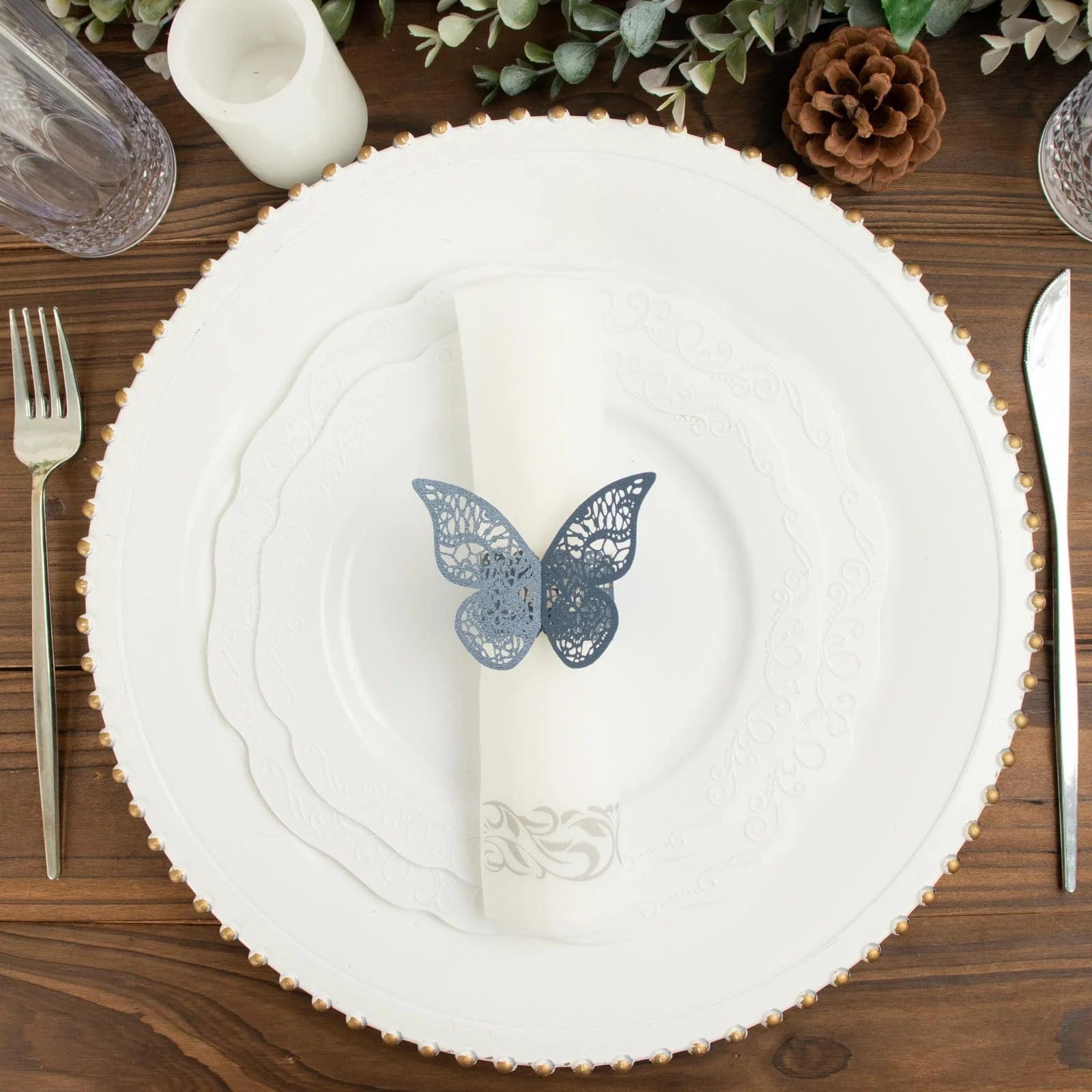 12 Pack Laser Cut 3D Butterfly Napkin Rings for Wedding, Party & Table Decor - Elegant DIY Paper Craft for Dinnerware & Home Decoration