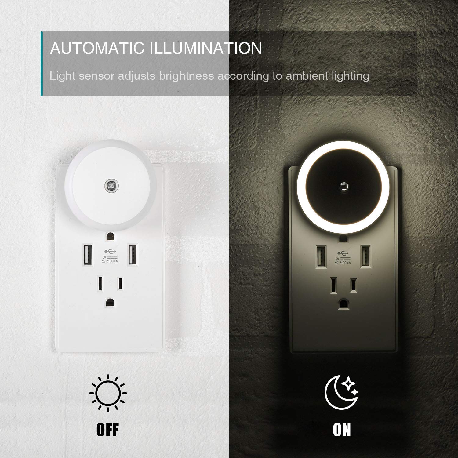 4 Pack LED Night Light Plug in with Dusk to Dawn Sensor - Energy Efficient Night Light for Bathroom, Bedroom, Kitchen & Hallway - Perfect for Safe Nighttime Navigation and Soft Ambient Lighting