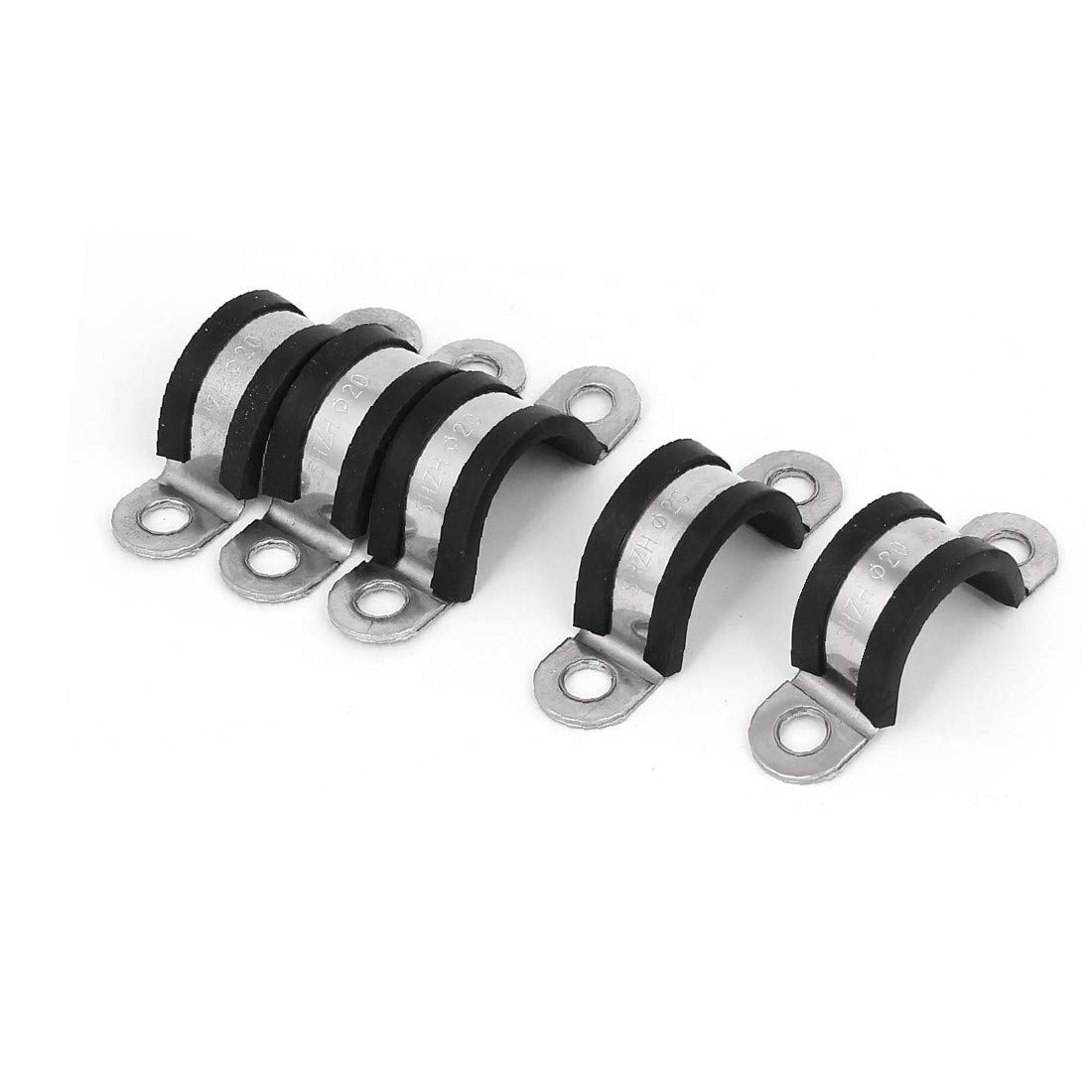 EPDM Rubber Lined U Clamps - 20mm Black Cable Hose Pipe Wire Clips (5 Pack) - Heavy Duty Fasteners for Automotive, Plumbing & Electrical Wiring