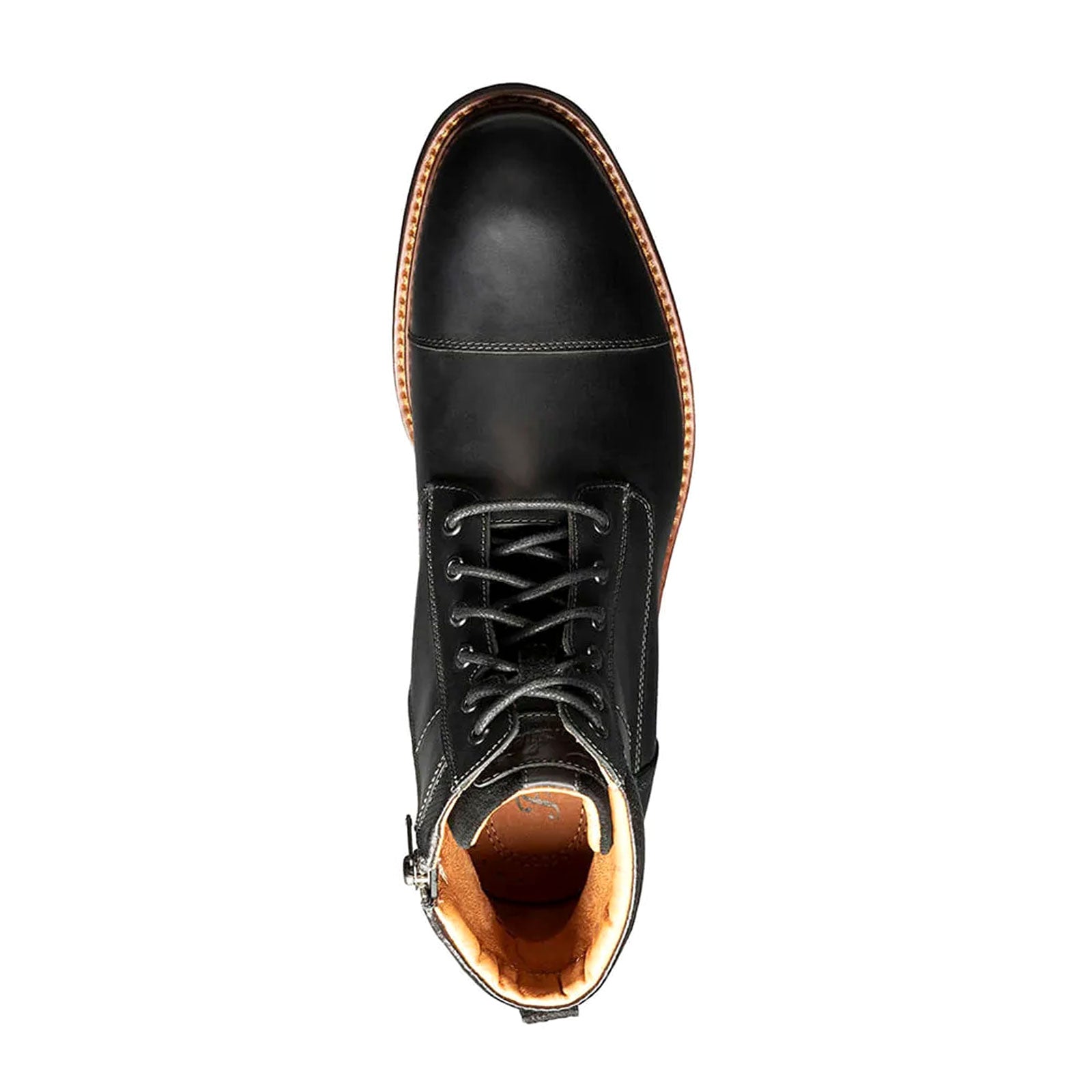Florsheim Men's Lodge Cap Toe Lace Up Boots - Black Crazy Horse Leather Work Boots for Outdoor, Hiking & Casual Wear