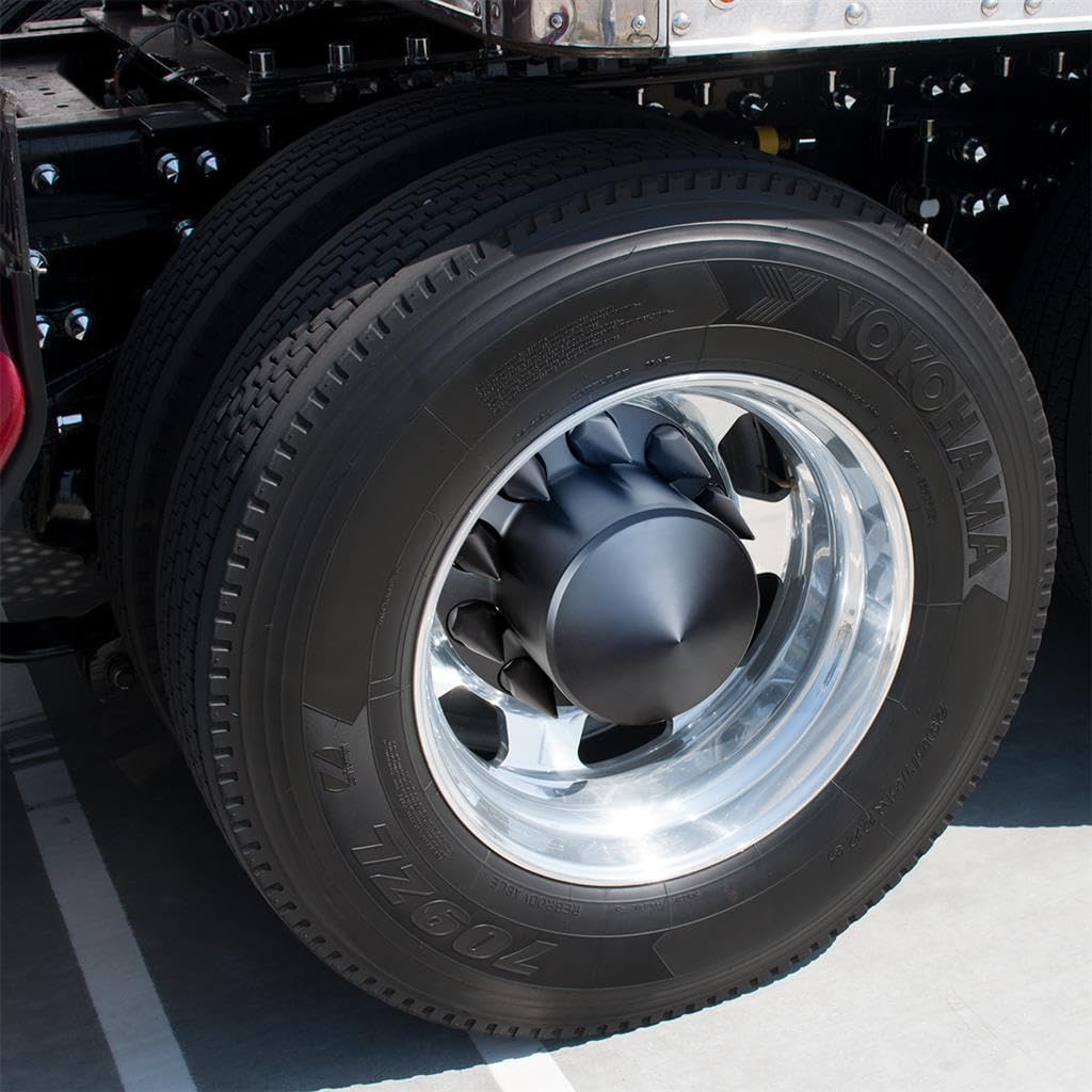 33MM Thread On Pointed Matte Black Dome Axle Cover Combo Kit with Nut Cover Tool - Perfect for Car Wheel Hub Protection & Customization (Truck, SUV, Motorcycle Accessory)
