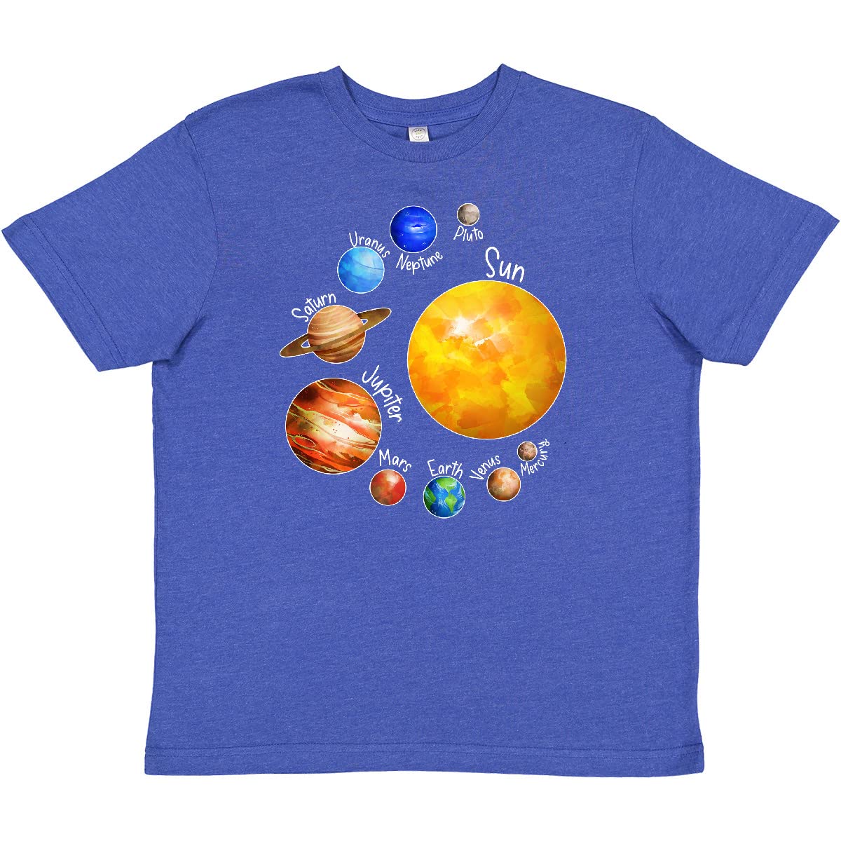 Inktastic Sun and Planets - Yes, and Pluto Youth T-Shirt | Space-Themed Kids T-Shirt for Astronomy Lovers | Perfect for School, Birthday Parties & Science Events