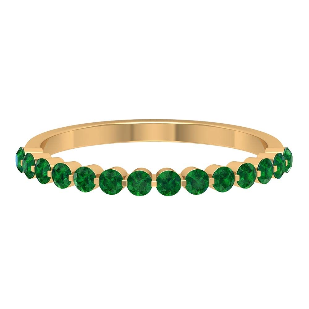 1/2 Carat Emerald Half Eternity Ring - 14K Solid Gold May Birthstone Ring for Women | Elegant Wedding Band, Anniversary Gift & Everyday Jewelry