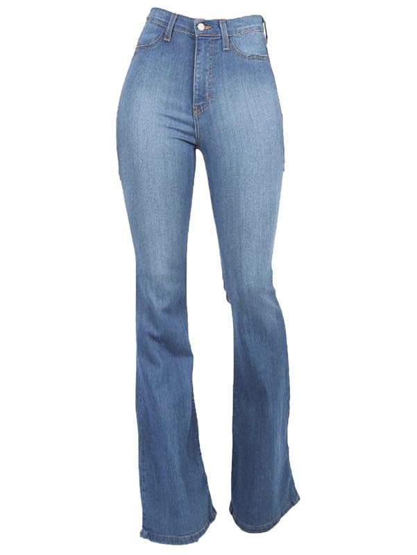Andongnywell Women's High Rise Stretch Denim Jeans - Slimming Wide Leg Flare Bell Bottom Pants for Casual Wear & Night Out