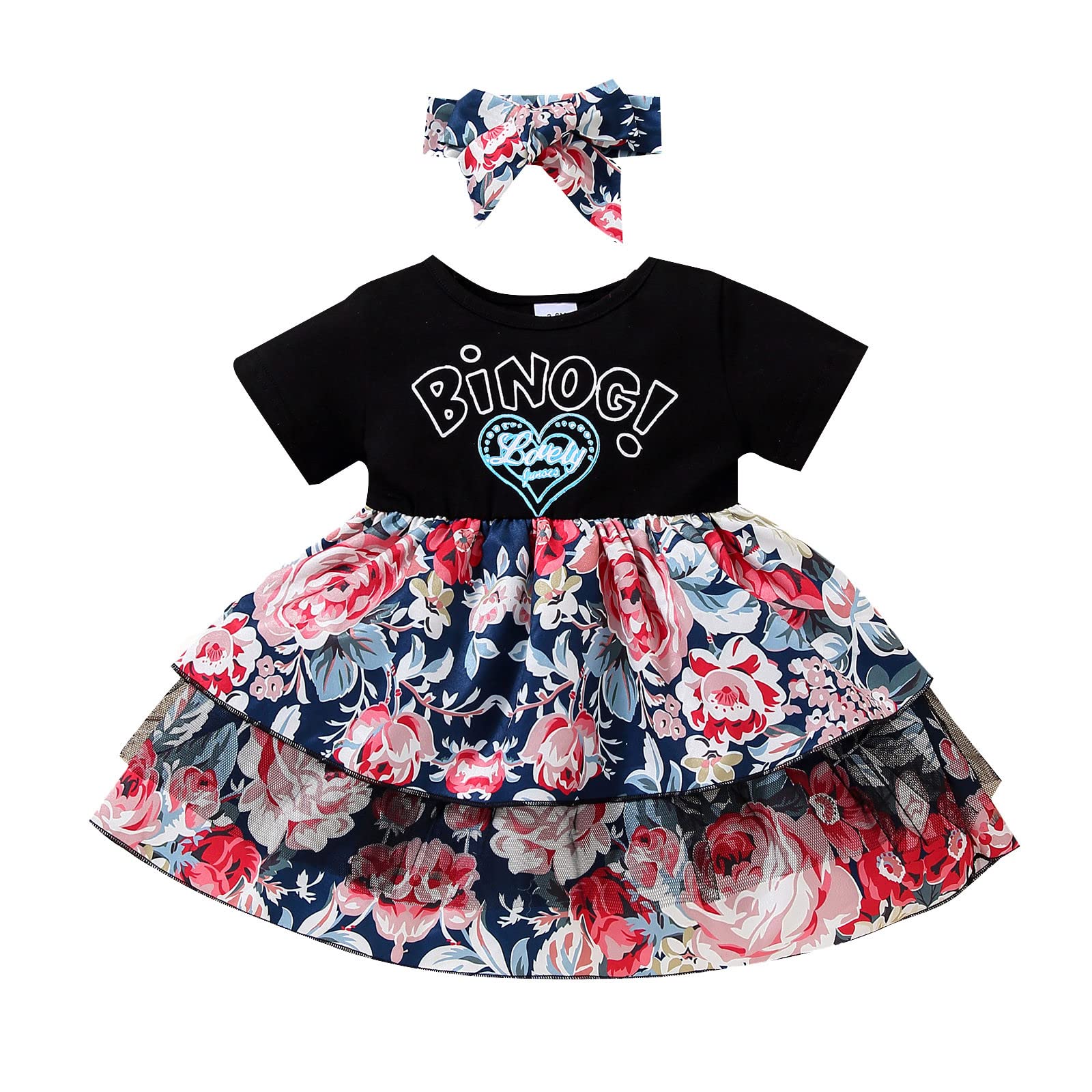 Thanksgiving Kids Dresses for Girls - Toddler Beach Letter Print Short Sleeve Princess Dress with Bowknot | Holiday Party, Family Gathering, Photo Shoot Outfits