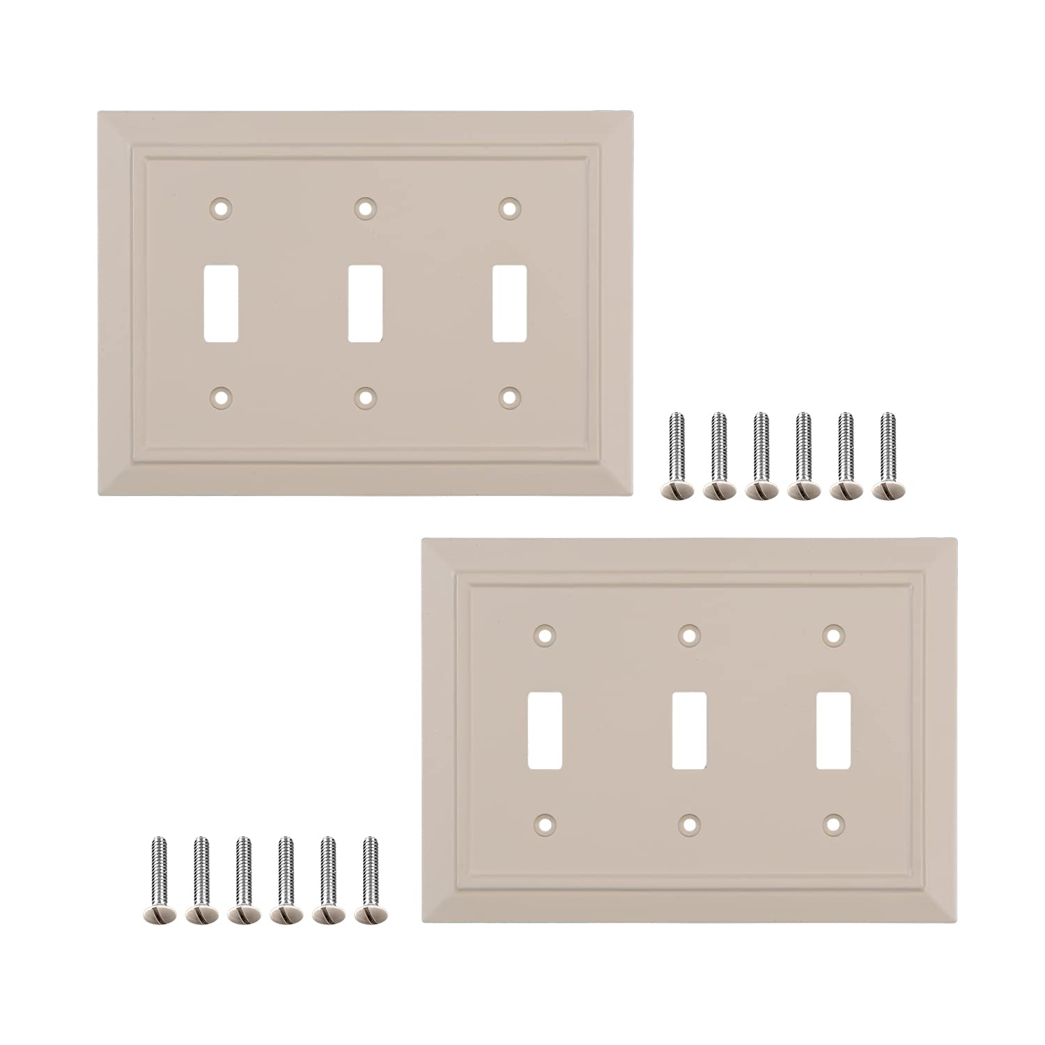2-Pack Classic Ivory Wall Plate Outlet Switch Covers by SleekLighting | Rocker/Receptacle/Toggle/Combo Styles | 3 Toggle Size | Perfect for Home, Office & Commercial Renovations