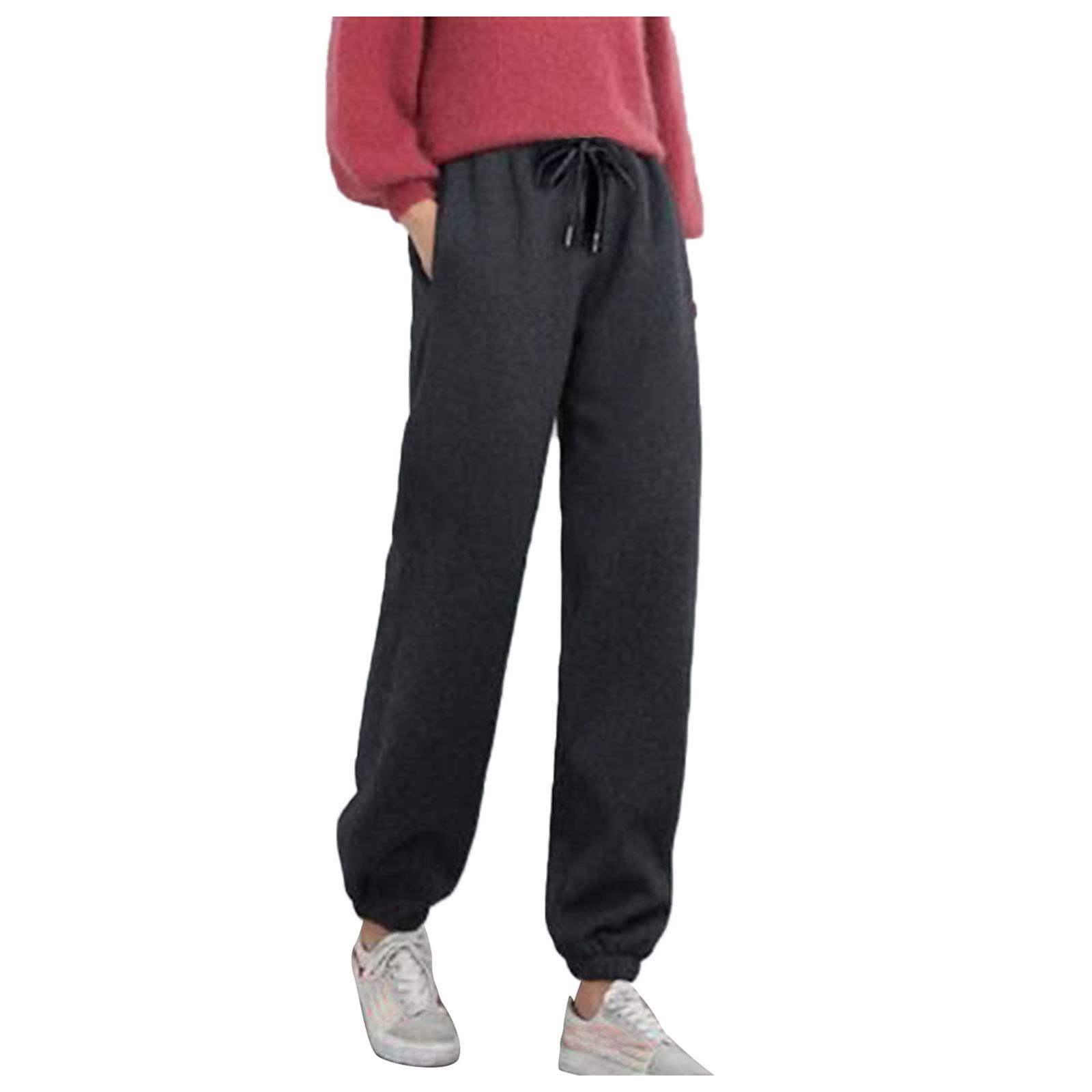 DILYluer Women's Solid Color Slimming Sweatpants with Drawstring - Loose Lounge Activewear, Workout Jogging Pants, Tapered Yoga Pants for Gym, Running & Casual Wear