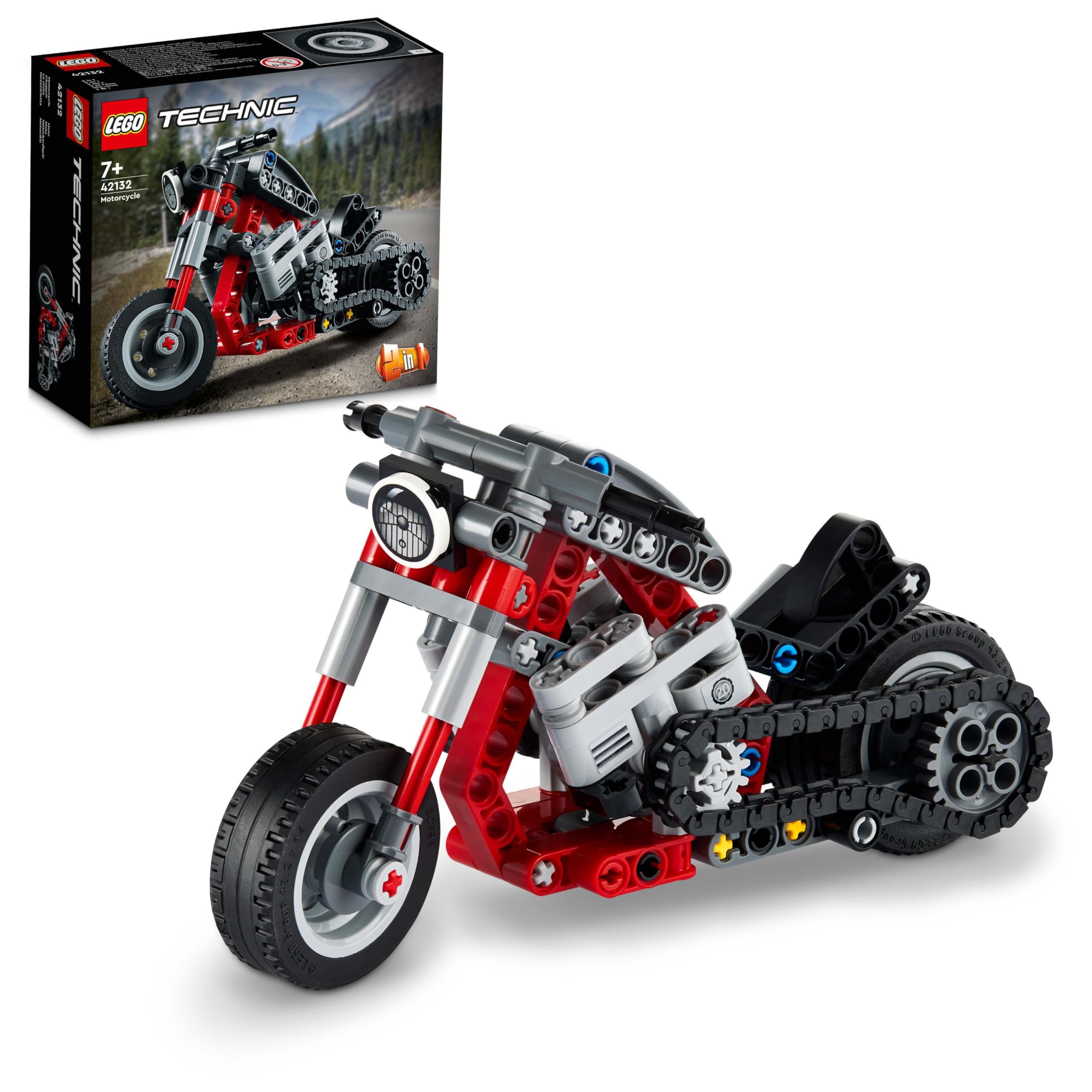 LEGO 42132 Technic Motorcycle 2-in-1 Building Set - Motorcycle or Chopper Model Kit, STEM Toy for Boys & Girls Ages 7+ - Perfect for Creative Play, Birthday Gifts & STEM Learning Activities