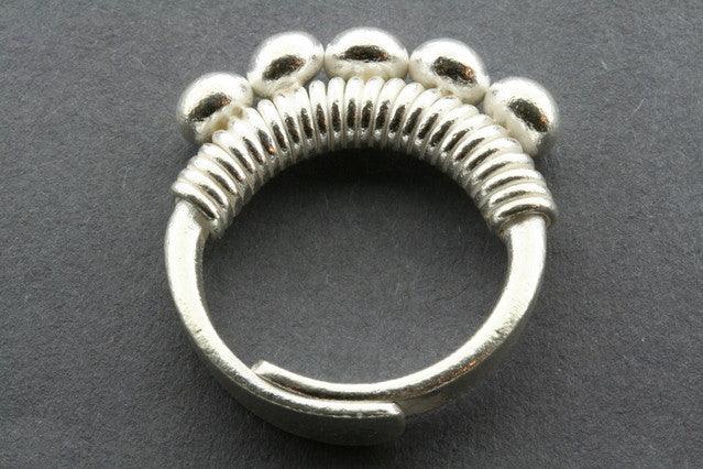 Adjustable Sterling Silver 5 Sphere Crown Ring for Women - Elegant Stackable Jewelry for Parties, Weddings & Everyday Wear