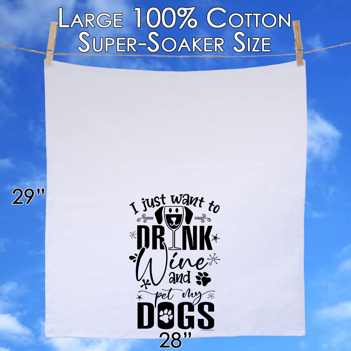 Funny Wine & Dogs Kitchen Towels - Cute Housewarming Gifts for Women - Perfect for Cooking & Decor