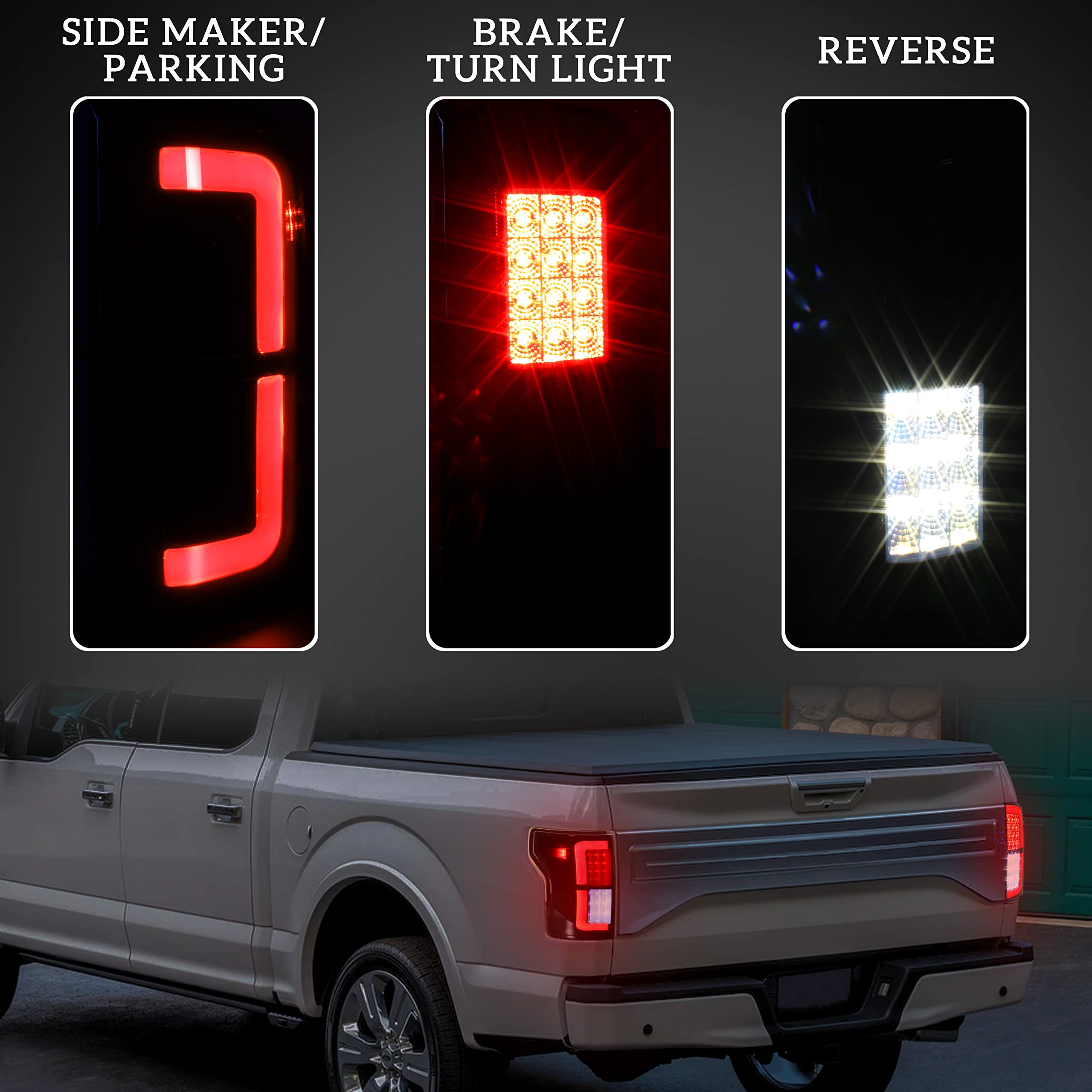 Smoked Black LED Tail Lights for Ford F-150 2018-2020 | Upgraded Full LED Rear Lamps & Parking Lights Assembly (2PCS) | Enhanced Night Visibility & Stylish Look for Pickup Trucks