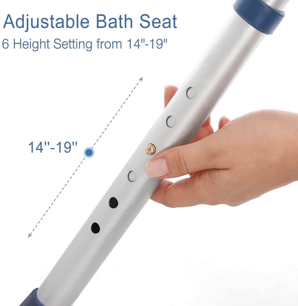GreenChief Adjustable Shower Chair with Removable Back - Lightweight Bath Stool for Seniors & Disabled (300lb Capacity) | Safe Non-Slip Shower Seat for Small Spaces, Narrow Tubs & Elderly Bathing Assistance