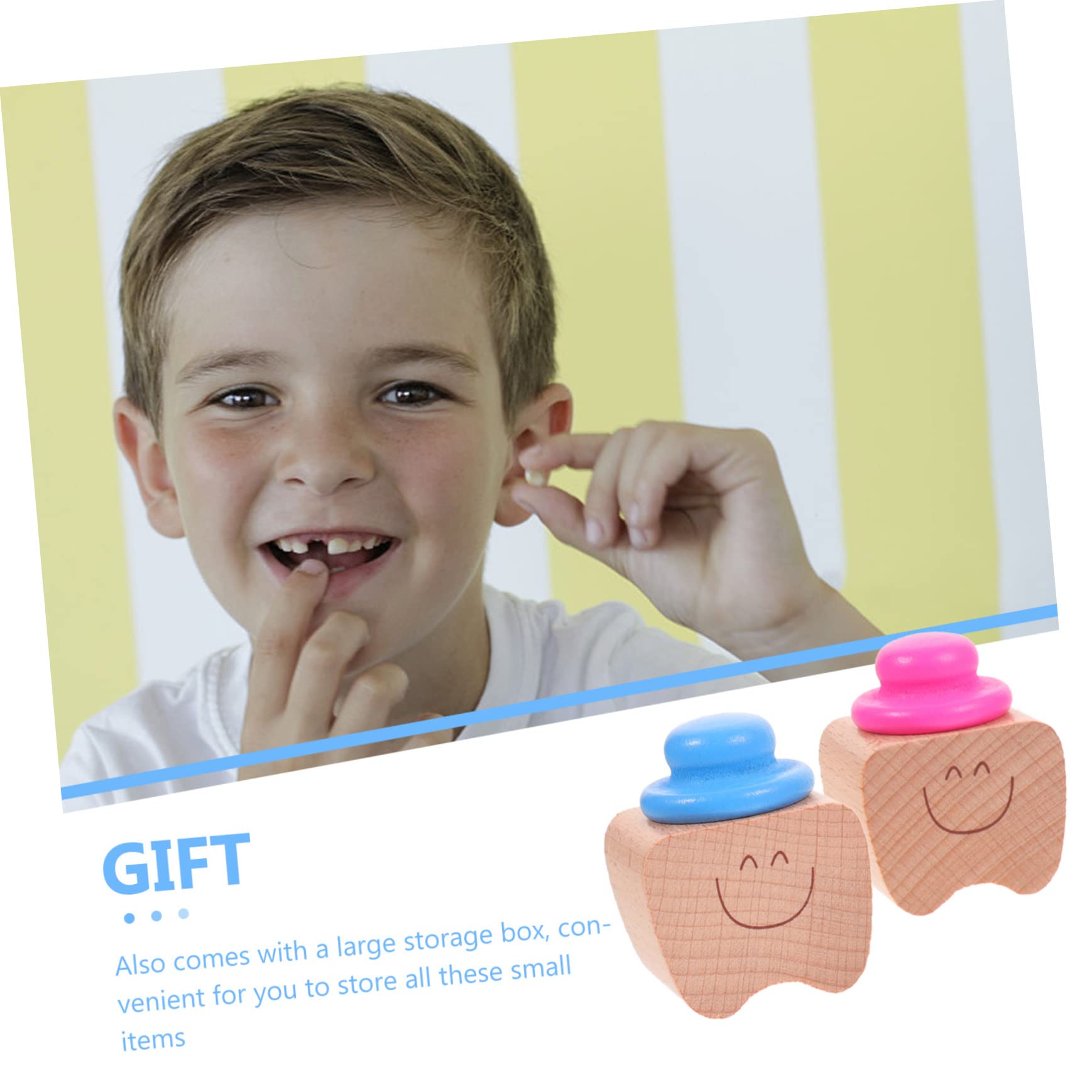 BIUDECO 2 Sets Wooden Baby Teeth Keepsake Box - Newborn Tooth Holder Organizer, Baby Shower Gift & Memory Case (4pcs x 2) - Perfect for Storing First Teeth, Baby Milestones & Special Memories