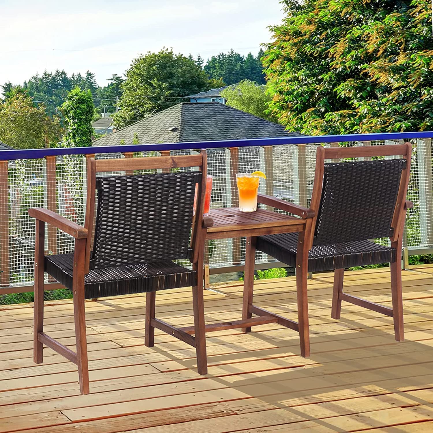 **LUARANE Acacia Wood Outdoor Garden Bench - Patio Bistro Set with Loveseat, Side Table & Umbrella Hole - Perfect for Backyard, Poolside, Balcony & Garden Conversations**    *(Optimized for SEO with keywords: Acacia Wood, Outdoor Garden Bench, Patio Bistro Set, Loveseat, Side Table, Umbrella Hole, Backyard, Poolside, Balcony, Garden Conversations)*