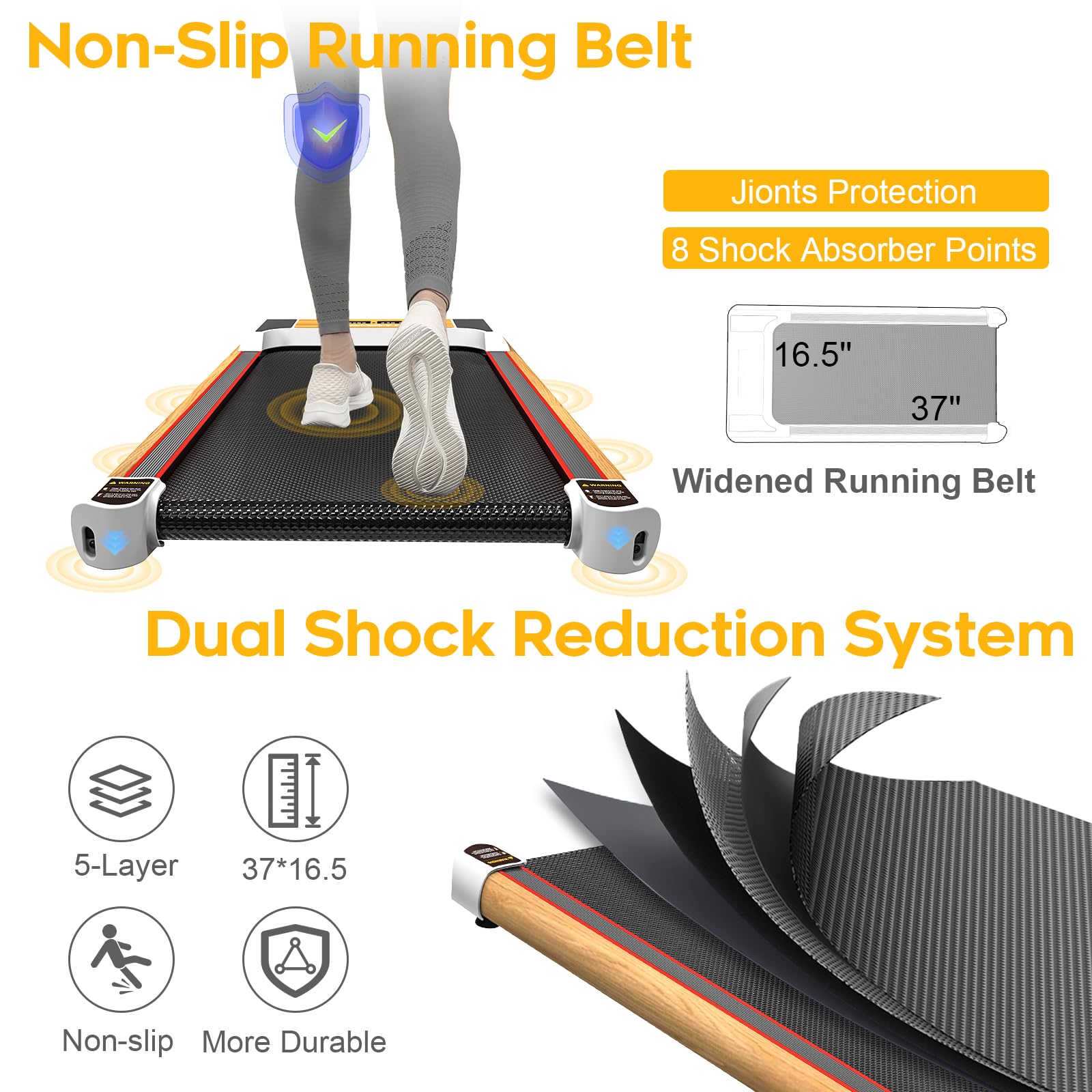 2 in 1 Under Desk Treadmill with Incline - Compact Walking Pad & Jogging Machine for Home Office, Wood Grain Design | Perfect for Workouts While Working or Watching TV