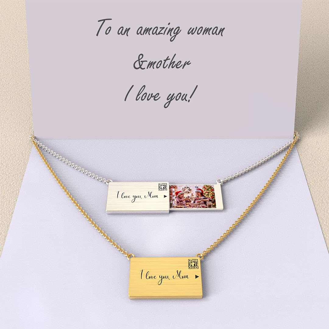 Personalized Stainless Steel Photo Name Necklace for Men & Women - Custom Picture Text Pendant Memory Chain - Engraved Gift for Anniversary, Birthday & Valentine's Day
