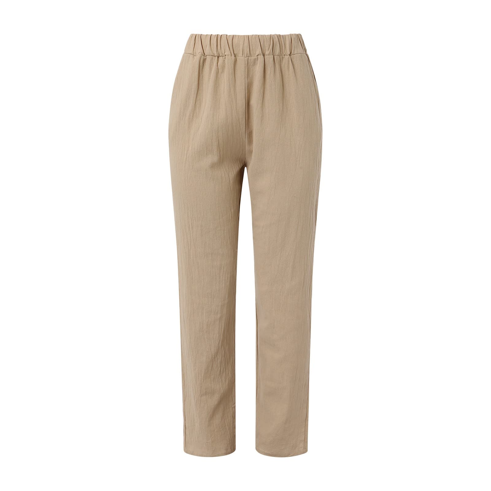Women's Casual Elastic Waist Straight Leg Pants - Solid Color Trendy Baggy Trousers with Pockets | Comfortable Lounge Wear for Work, Travel & Everyday Outfits