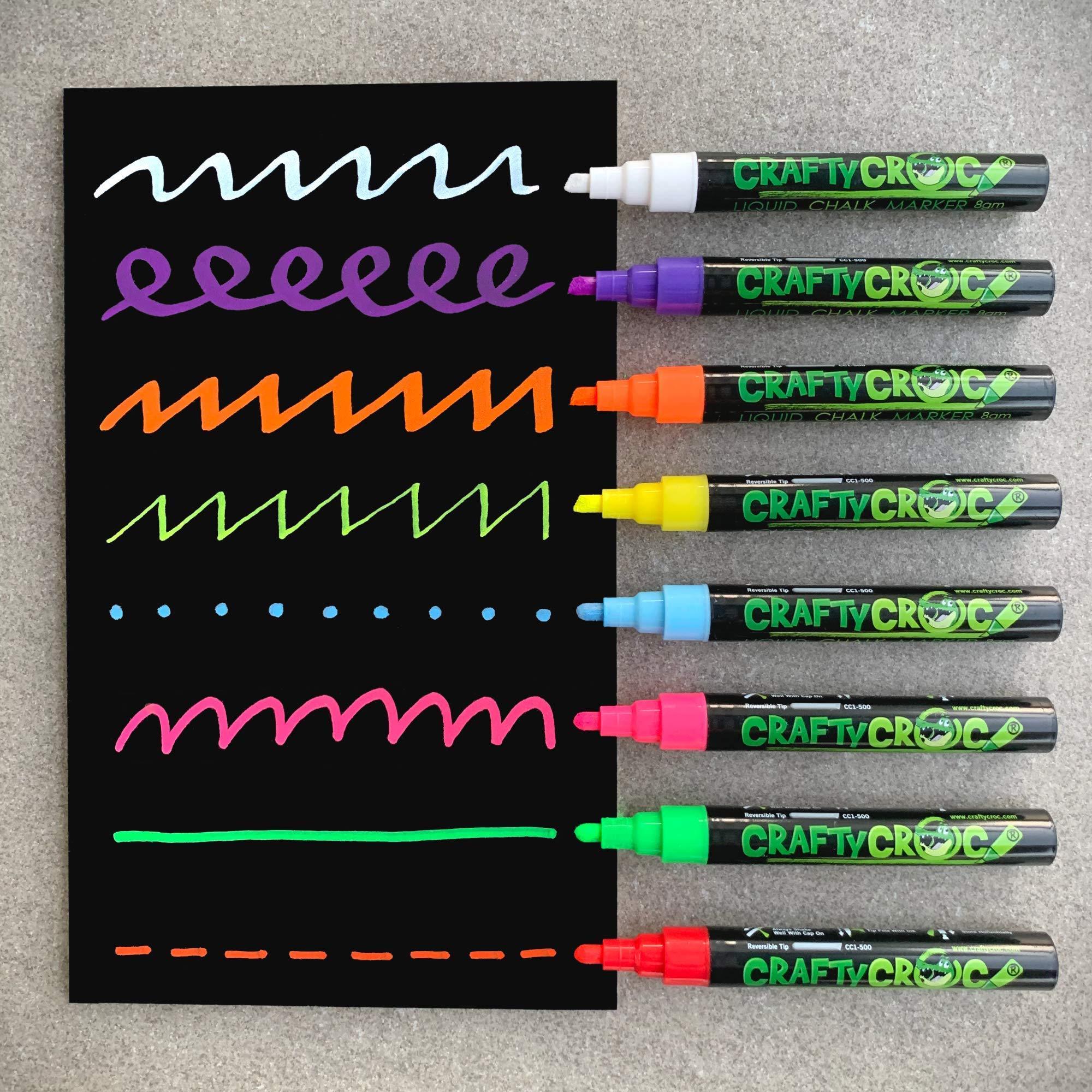 8 Neon & 4 White Chalk Markers Set - Vibrant Dry Erase Markers for Chalkboards, Glass, Windows, Blackboards & Mirrors - Perfect for Restaurants, Classrooms, Events & DIY Crafts