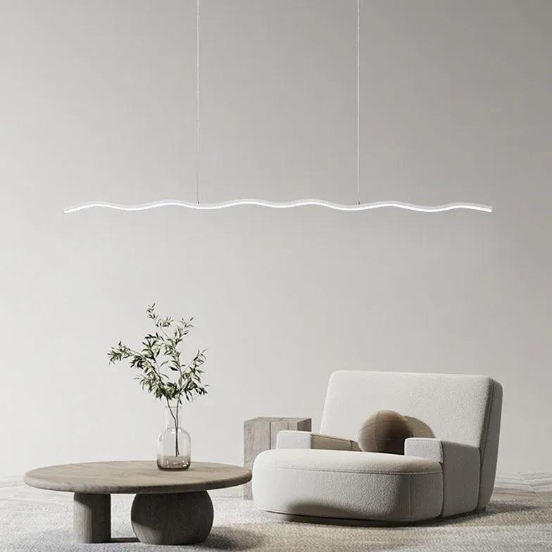 Modern Wavy Line Minimalist Pendant Light - Sleek Contemporary Ceiling Fixture for Living Room, Bedroom, or Dining Area