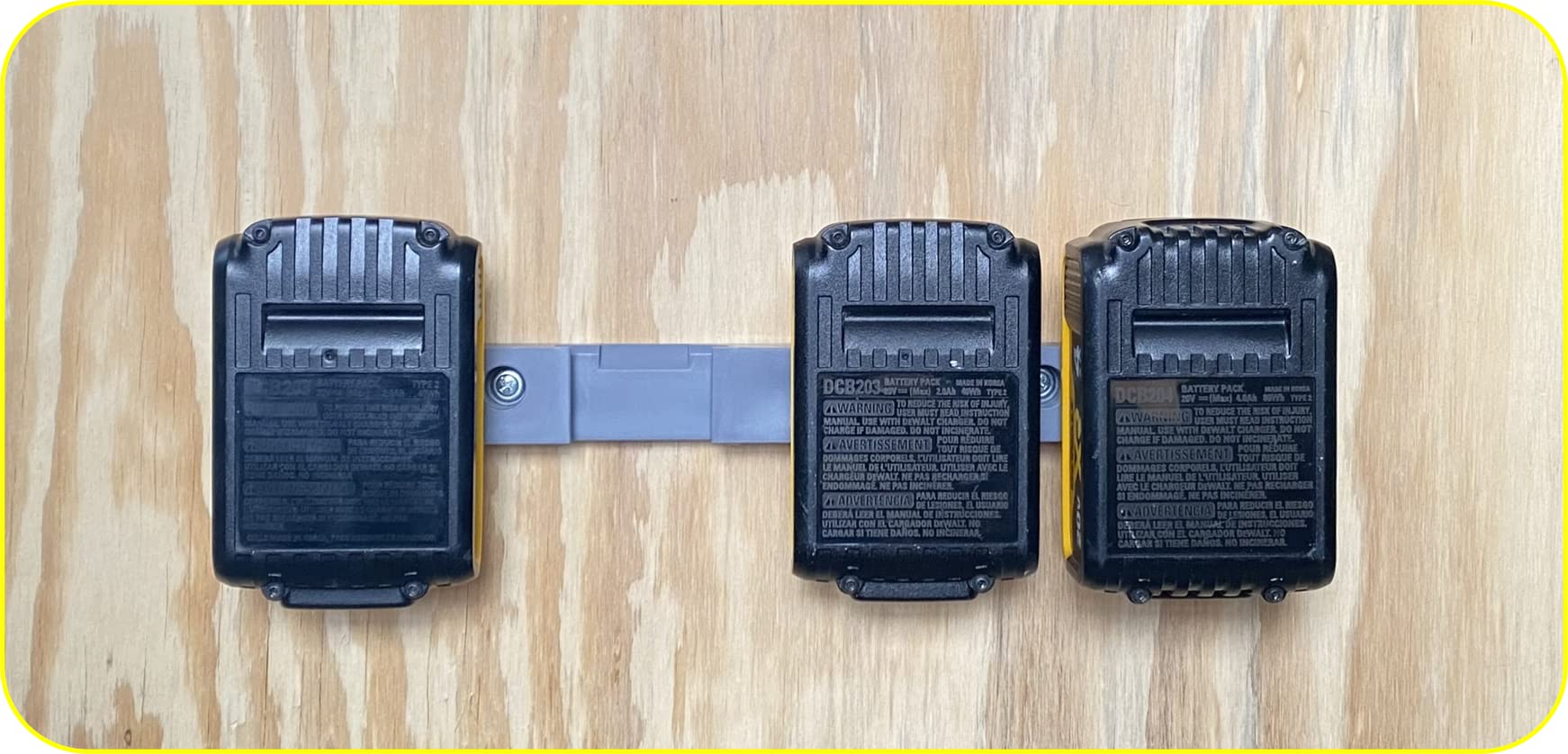 Dewalt 20V Battery Holder for 4 Batteries - Wall Mount Storage Organizer for Dewalt 20V Power Tool Batteries - Perfect for Garage, Workshop & Tool Storage Organization