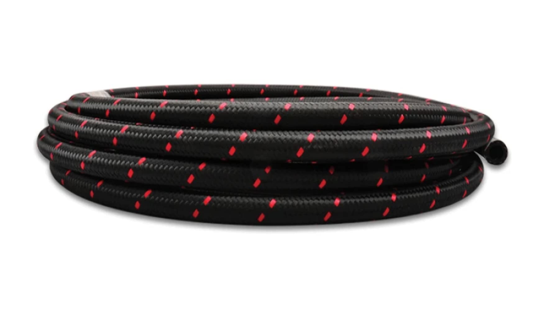 Vibrant Performance 11976R -6 AN Nylon Braided Flex Hose, 20ft Roll (Black/Red, 0.34