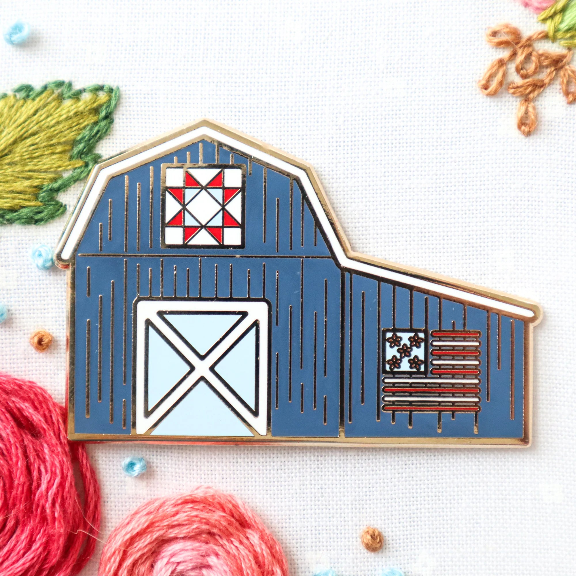 Patriotic Barn Needle Minder - Magnetic Pin Cushion for Sewing, Quilting & Embroidery - Perfect for Crafting, DIY Projects & Fabric Arts (Flamingo Toes Design)