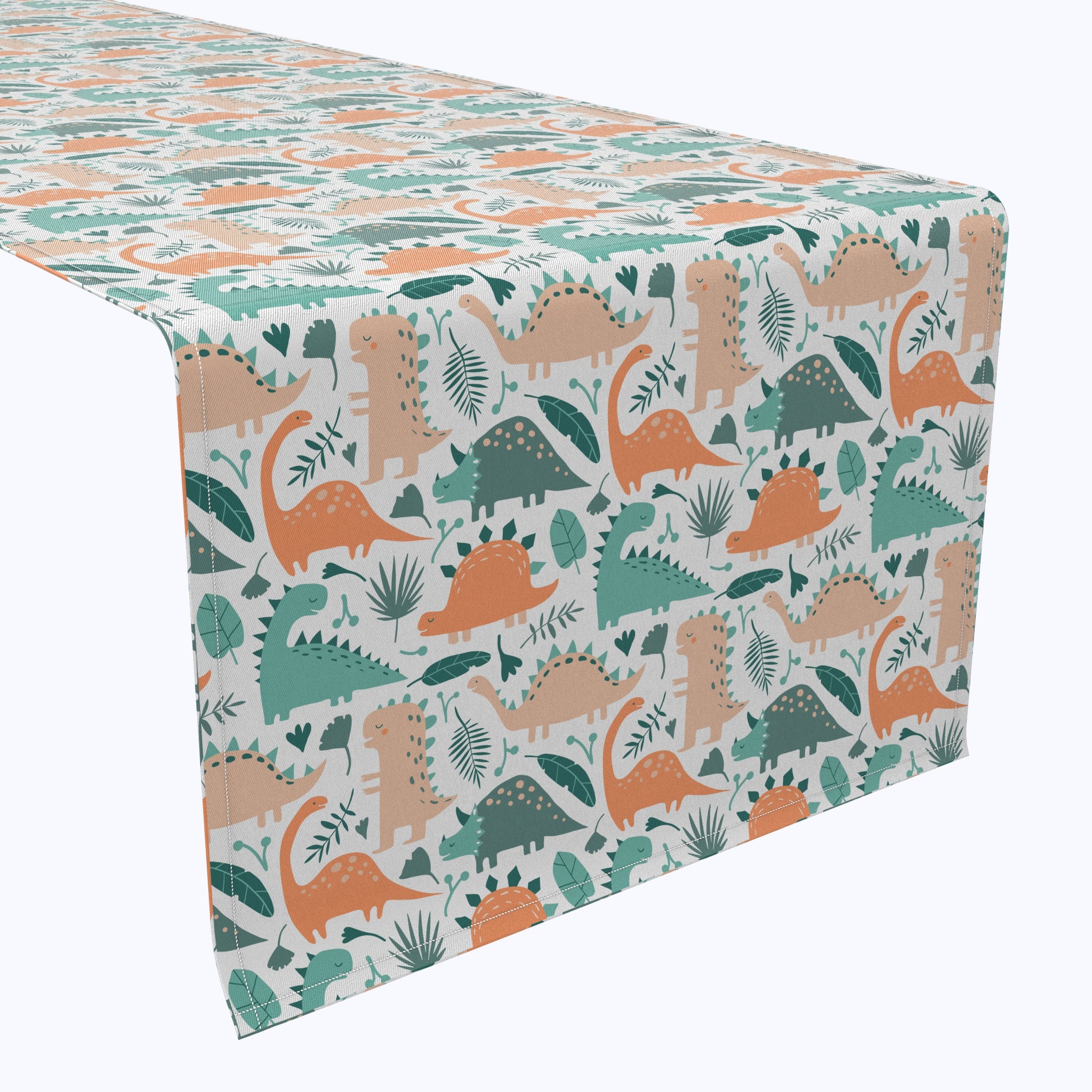 Dinosaur Table Runner Set - Cute Cartoon Dino Printed Table Decor for Birthday Parties, Kitchen Dining, and Holiday Celebrations