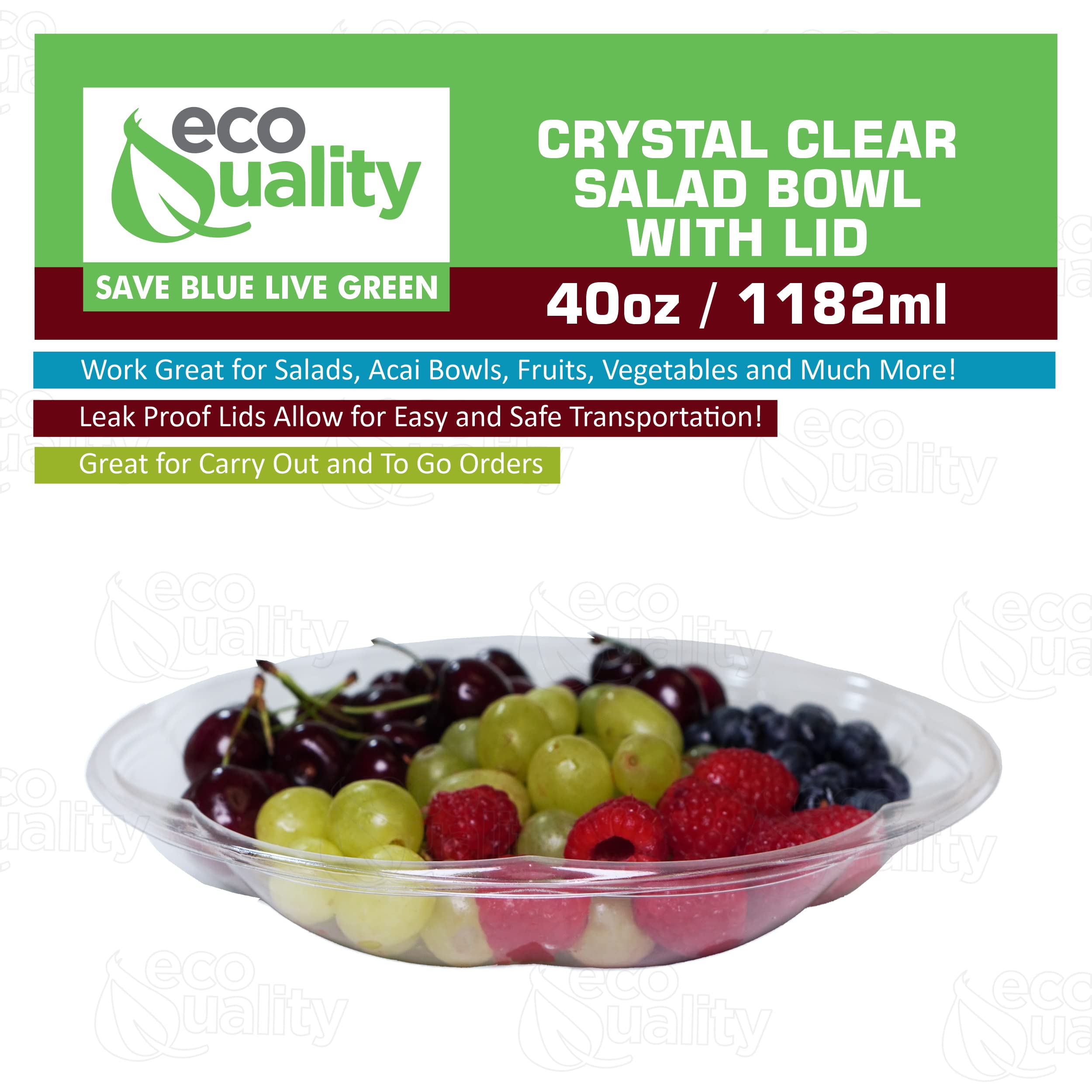 40oz Clear Plastic Salad Bowls with Lids - Disposable Airtight Food Containers for Lunch, Meal Prep, Salads, Fruits, Parfait | Leakproof & Fresh | Bulk Pack of 150 | Perfect for Office Lunch, Picnics, Parties & Takeout