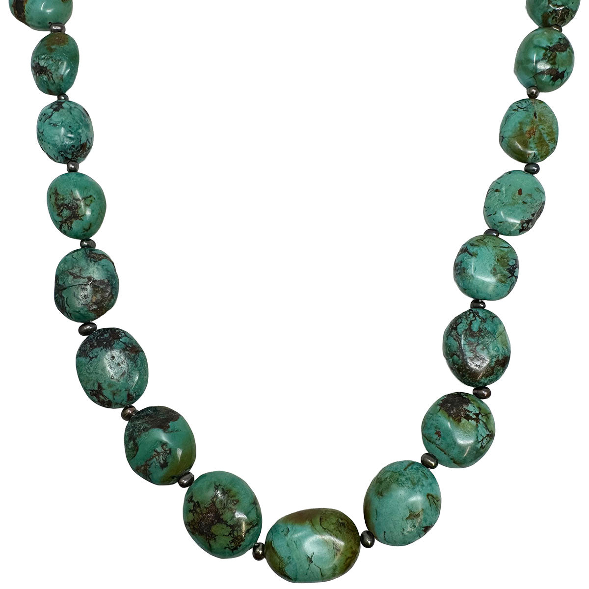 19 Turquoise Oval Bead Necklace for Women - Handmade Boho Jewelry - Perfect for Casual Wear, Beach Outfits & Festivals