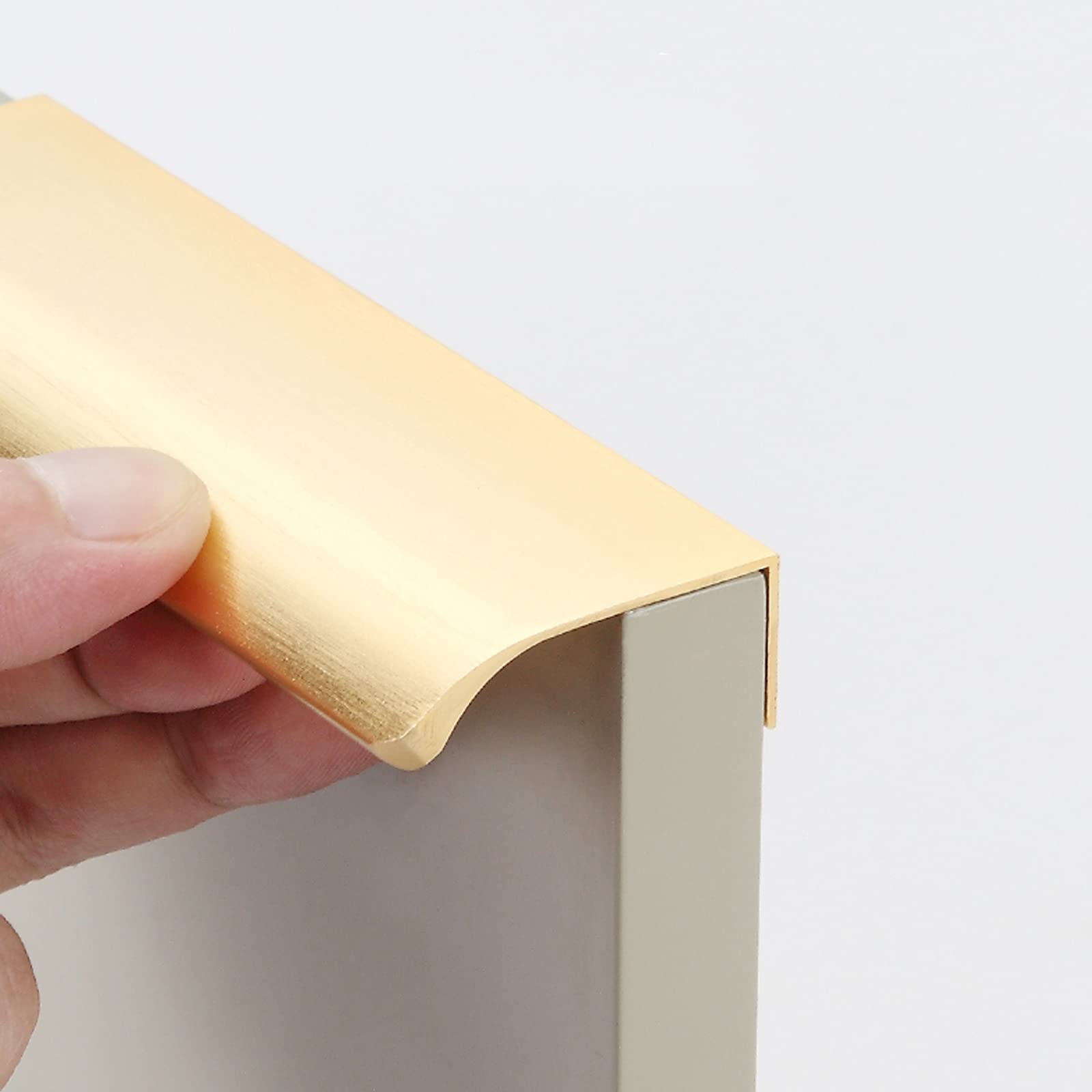 Modern Style Finger Edge Pull Furniture Drawer Handles - Hidden Cabinet Kitchen Drawer Knobs - Golden (80mm Length) - Perfect for Bedroom, Kitchen, Bathroom & Living Room Furniture Hardware - Ideal for Easy Cabinet Opening and Stylish Home Decor