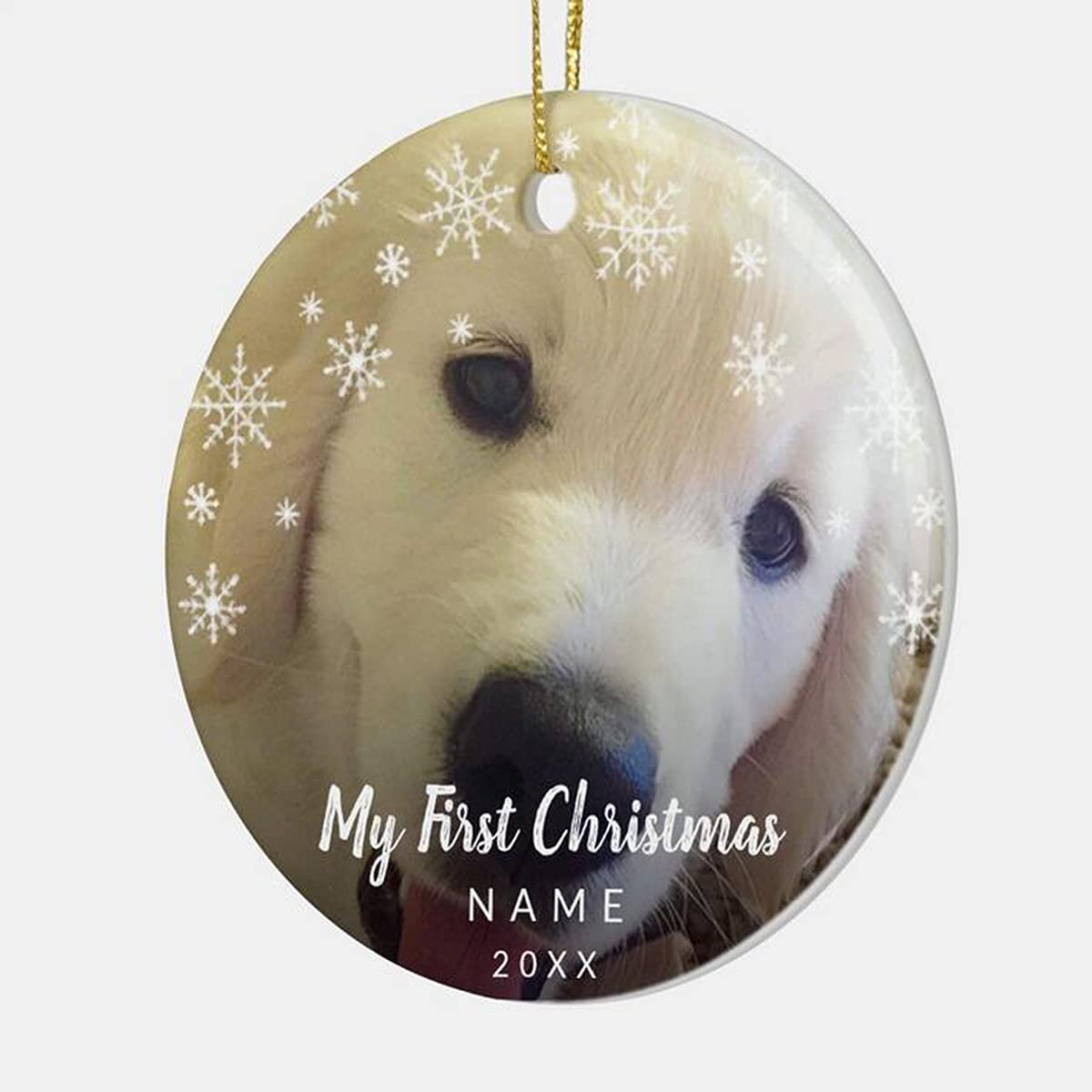 Personalized Christmas Ornament with Flowers - Custom Dog-Themed Holiday Decor for Home, Tree & Fireplace - Festive Hanging Decoration for Christmas Gifts & Party Decorations