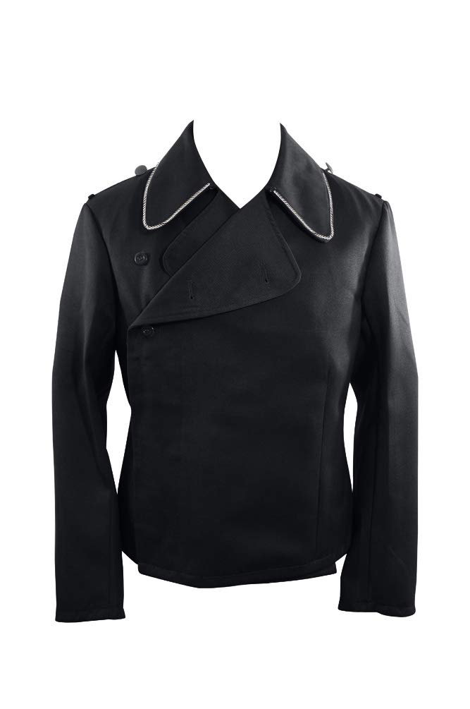 Original German WWII Panzer Officer Black Gabardine Wrap Jacket - Authentic Military Uniform for Reenactment, Cosplay & Collectors