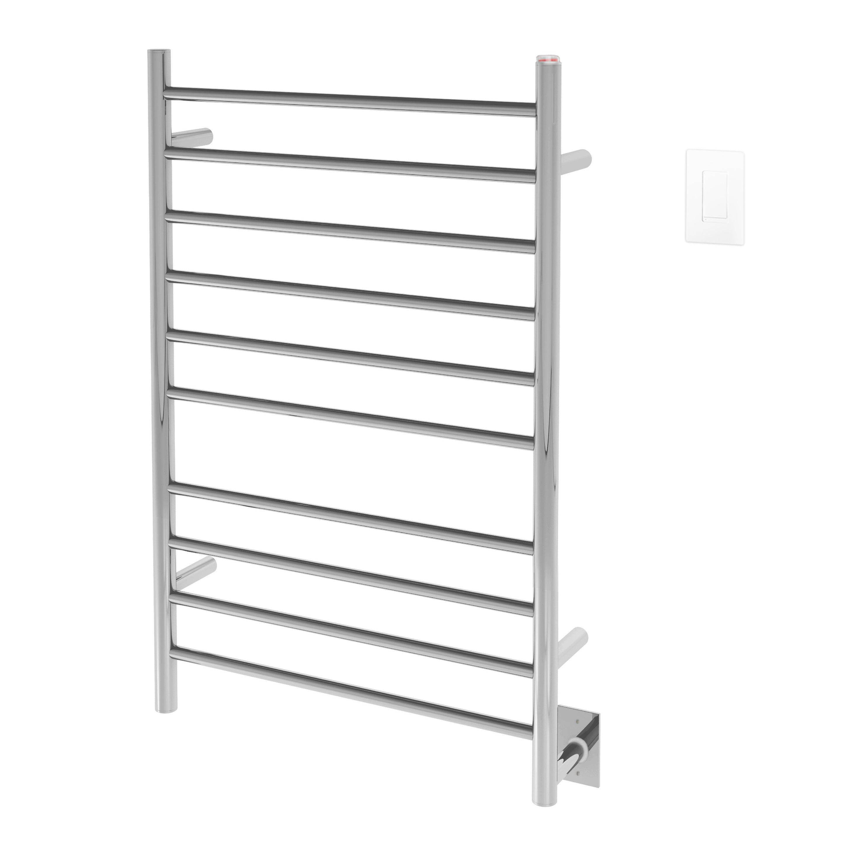 Ancona Novara 10 Bar Wall Mounted Towel Warmer - Polished Stainless Steel with WiFi Timer - Perfect for Bathrooms, Spas & Luxury Homes