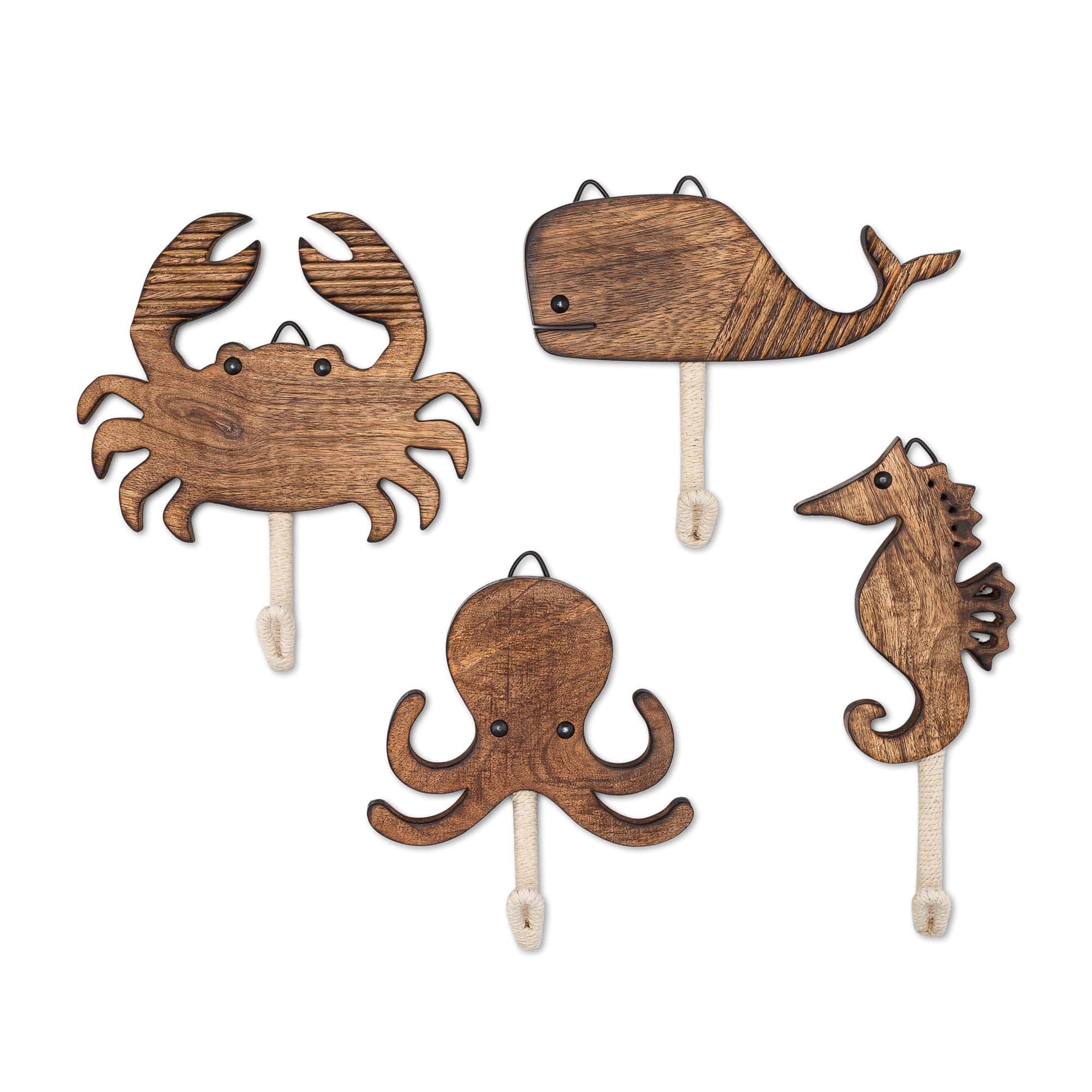 Crane Baby Cove 4-Piece Sea Life Wall Decor Set - Ocean Theme Nursery Wall Art for Baby Rooms & Kids Bedrooms